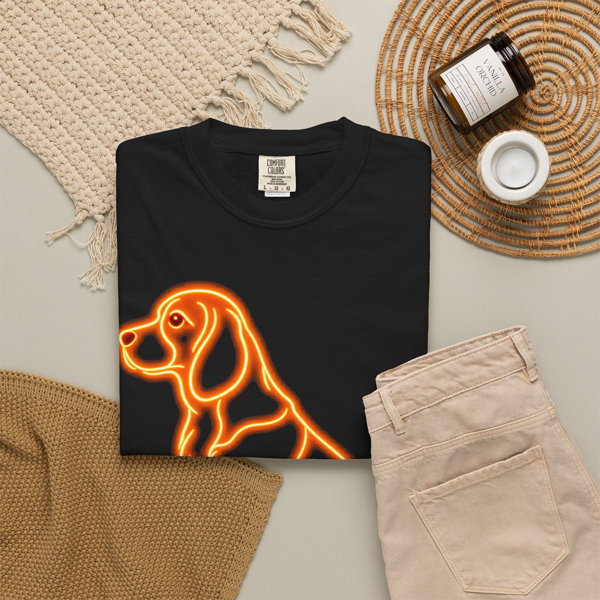 Beagle T-shirt - Neon Orange Waiting Hound