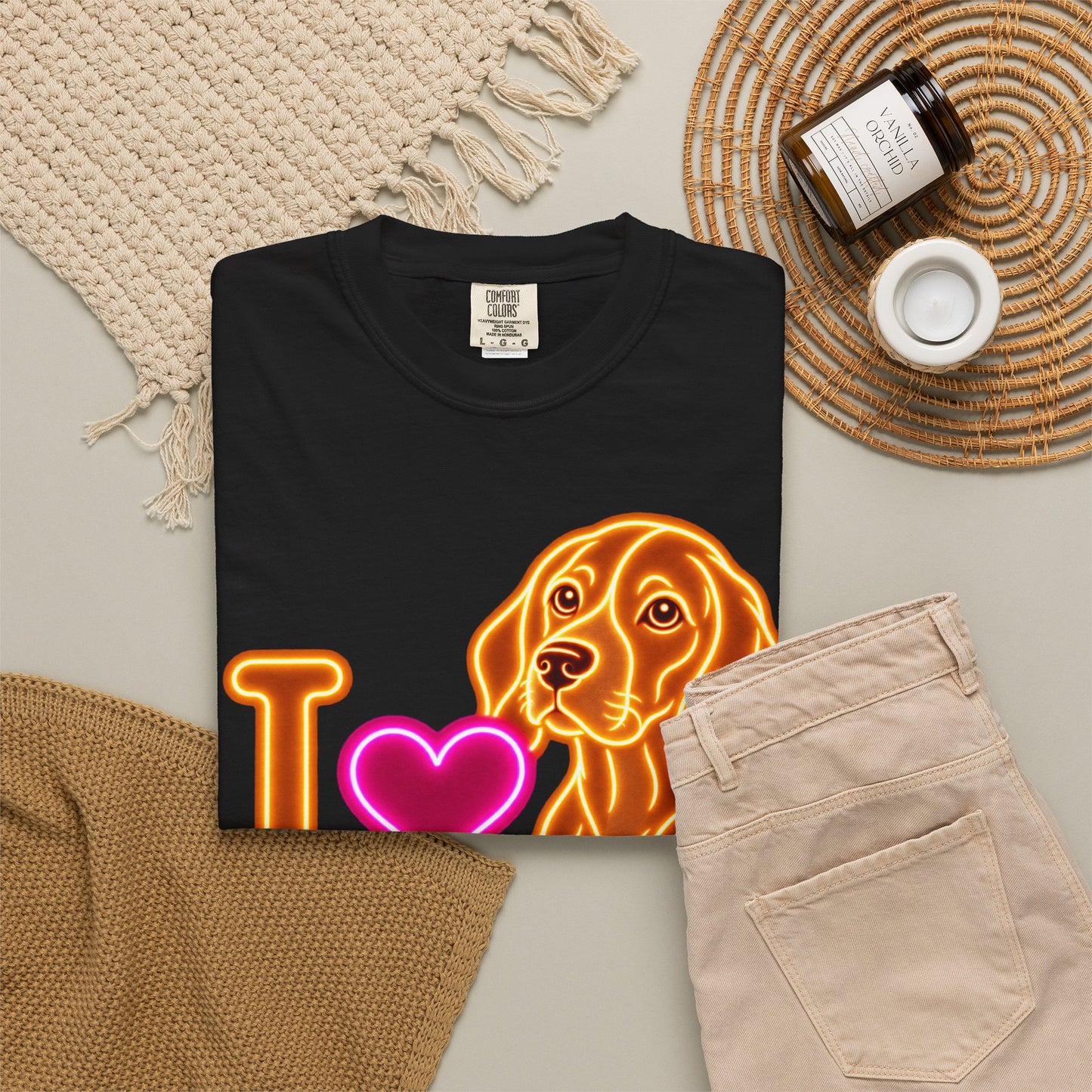 Beagle T-shirt - Neon I Heart Beagles 1