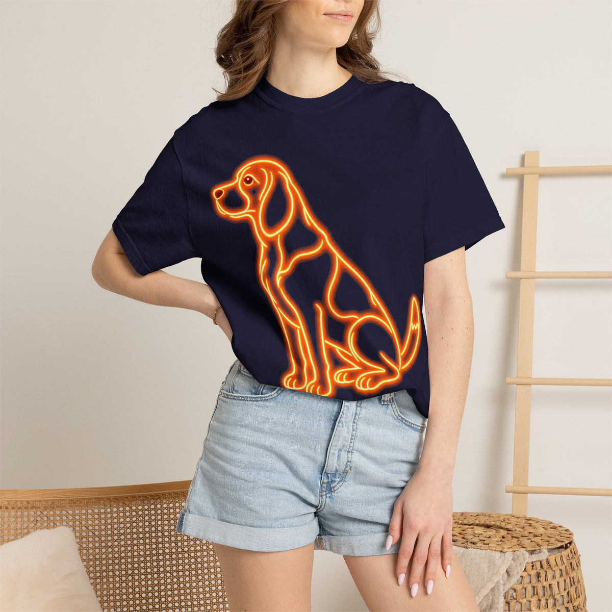 Beagle T-shirt - Neon Orange Waiting Hound