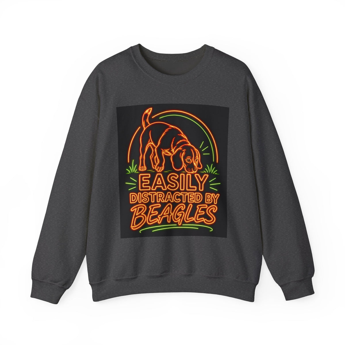Beagle Sweatshirt — Neon Orange Easily Distracted