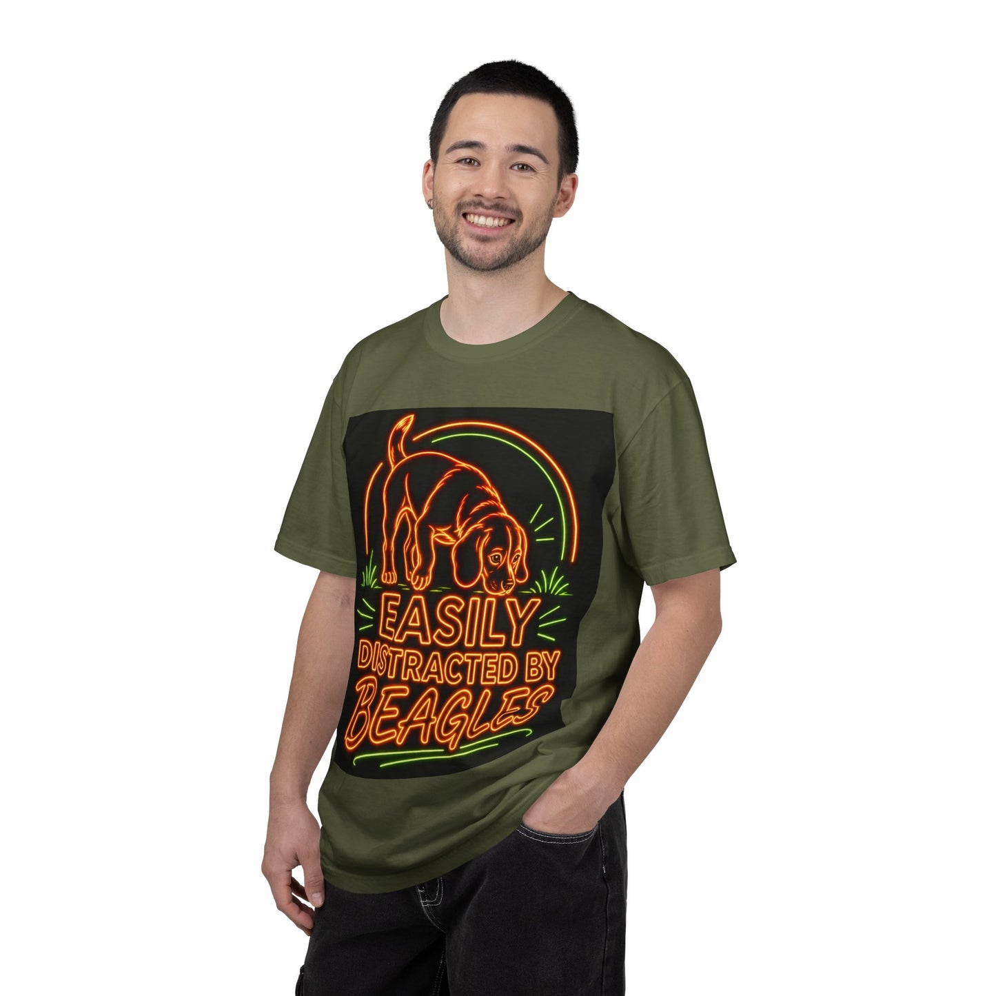 Beagle T-shirt - Neon Orange Easily Distracted