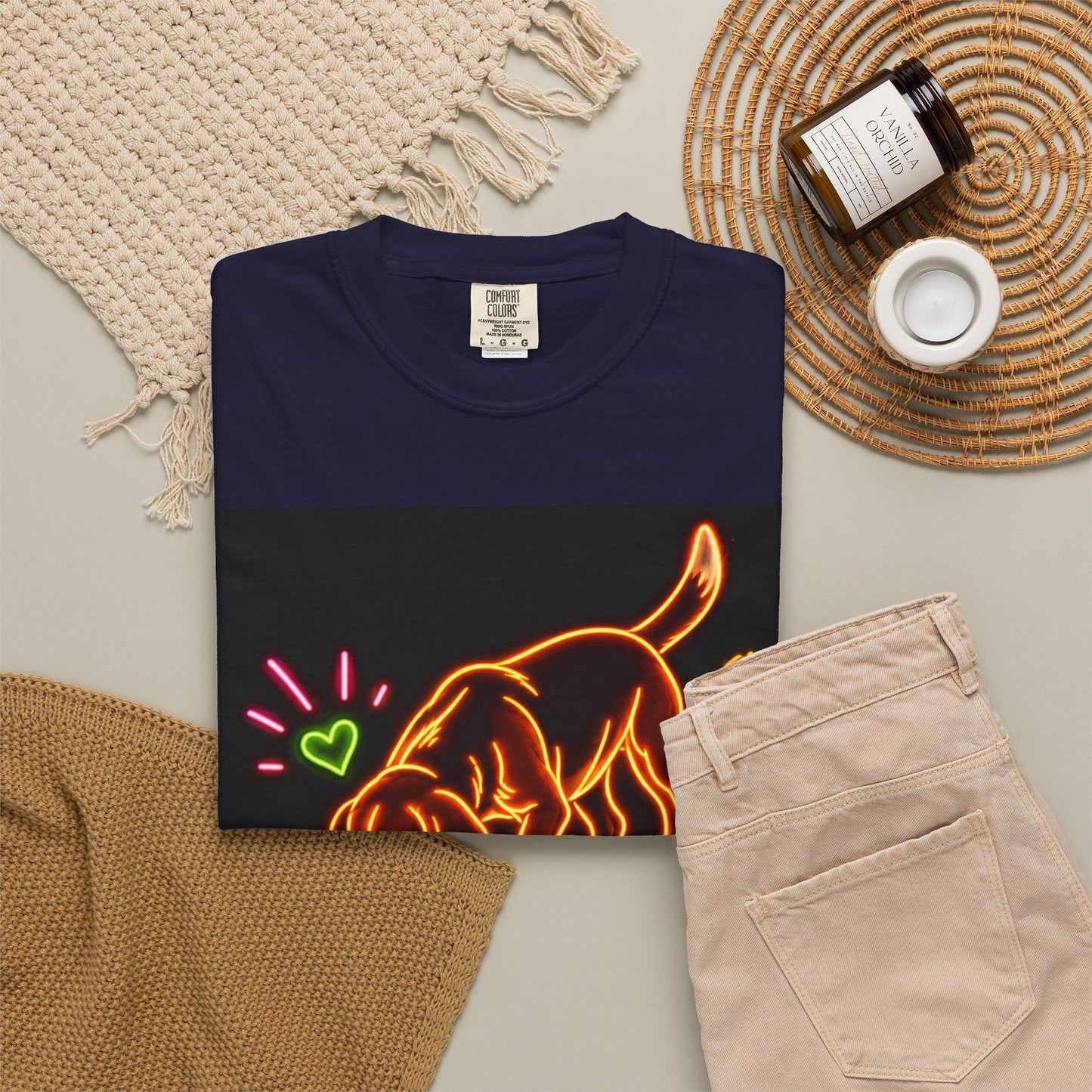 Beagle T-shirt - Neon Orange Sniff Happens