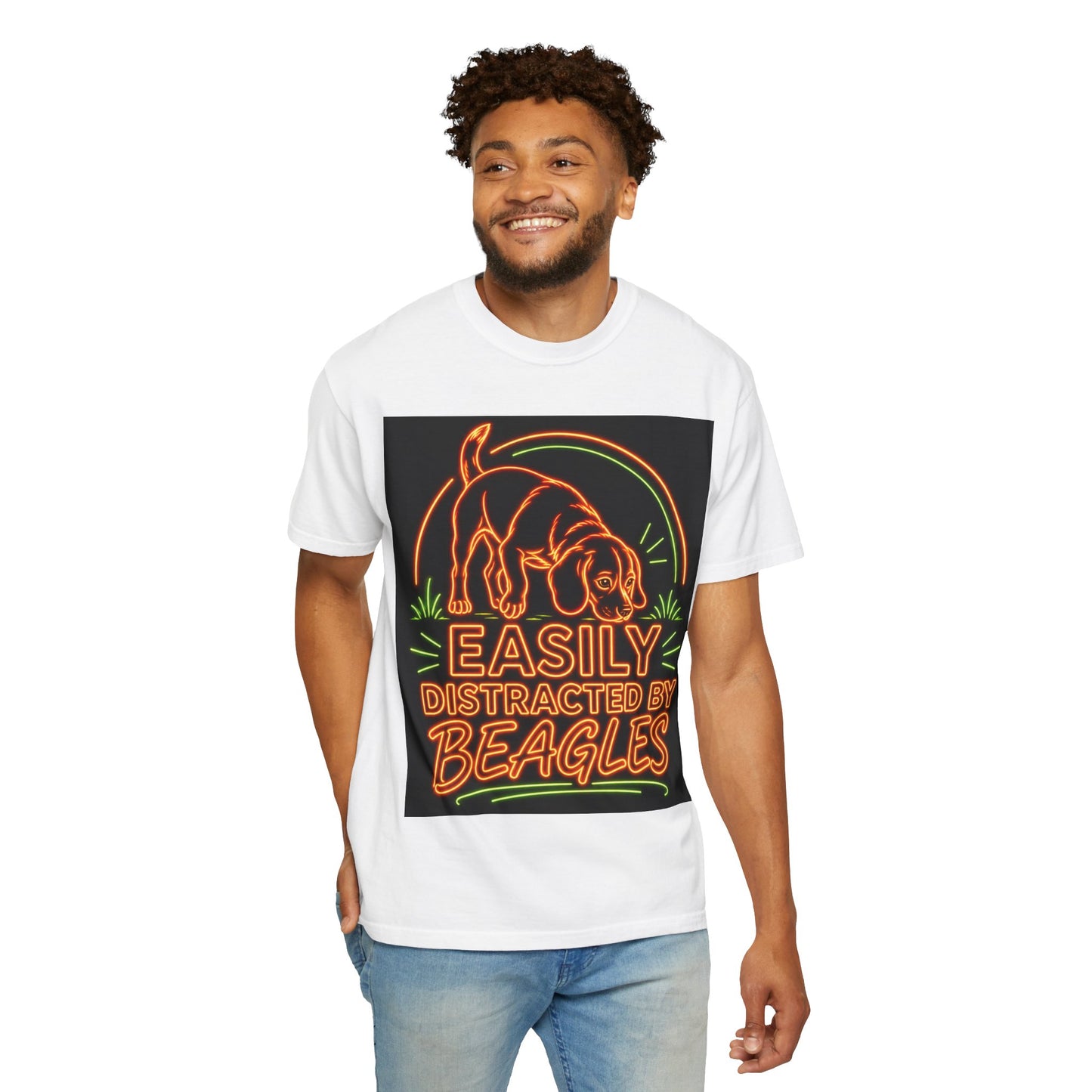Beagle T-shirt - Neon Orange Easily Distracted