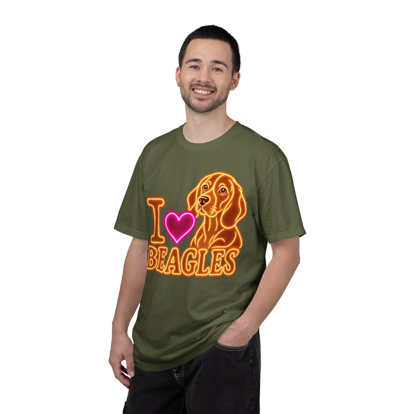 Beagle T-shirt - Neon I Heart Beagles 1