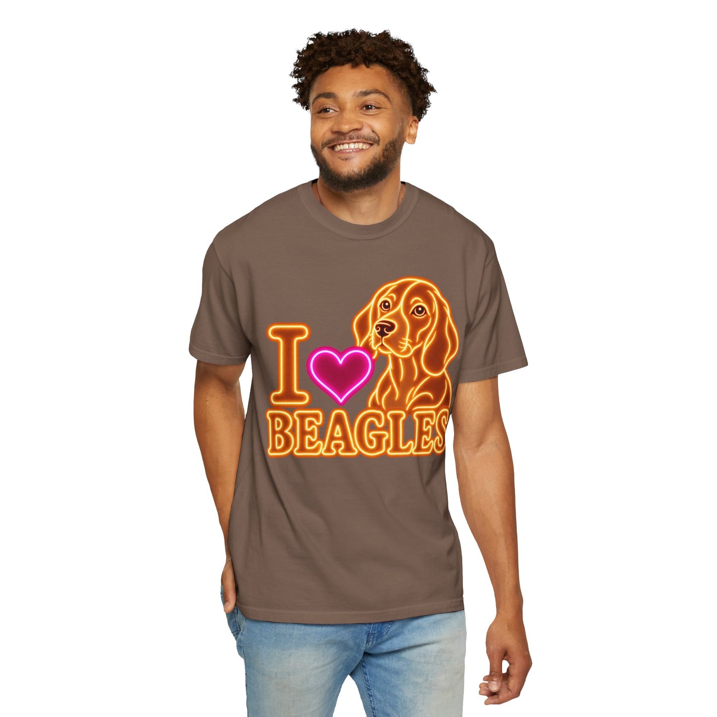 Beagle T-shirt - Neon I Heart Beagles 1