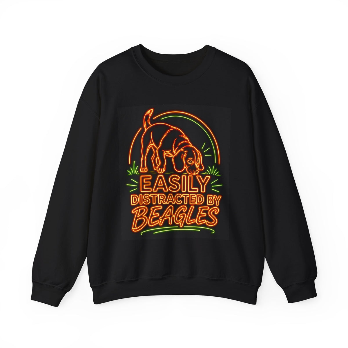 Beagle Sweatshirt — Neon Orange Easily Distracted