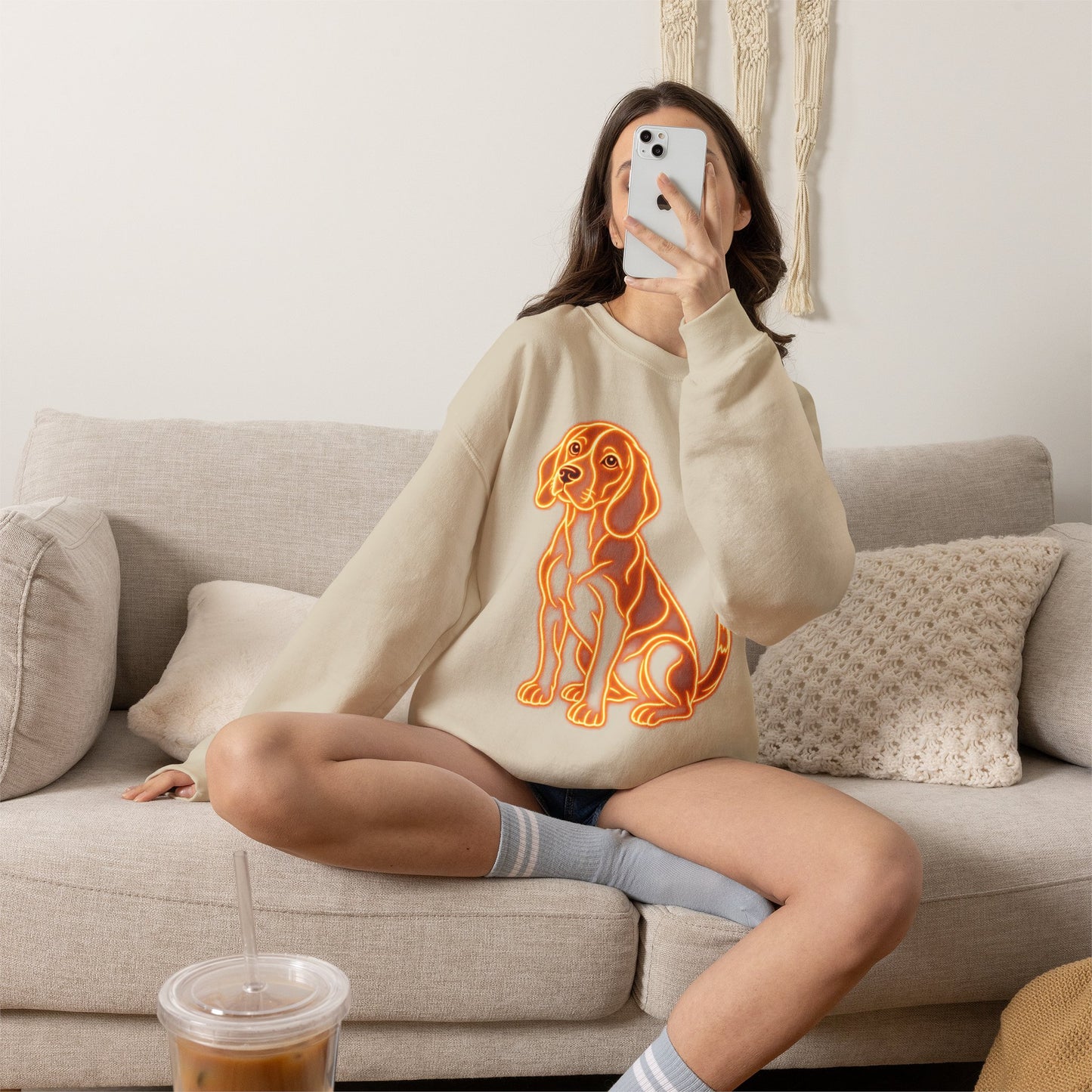 Beagle Sweatshirt — Neon Orange Loyal Hound