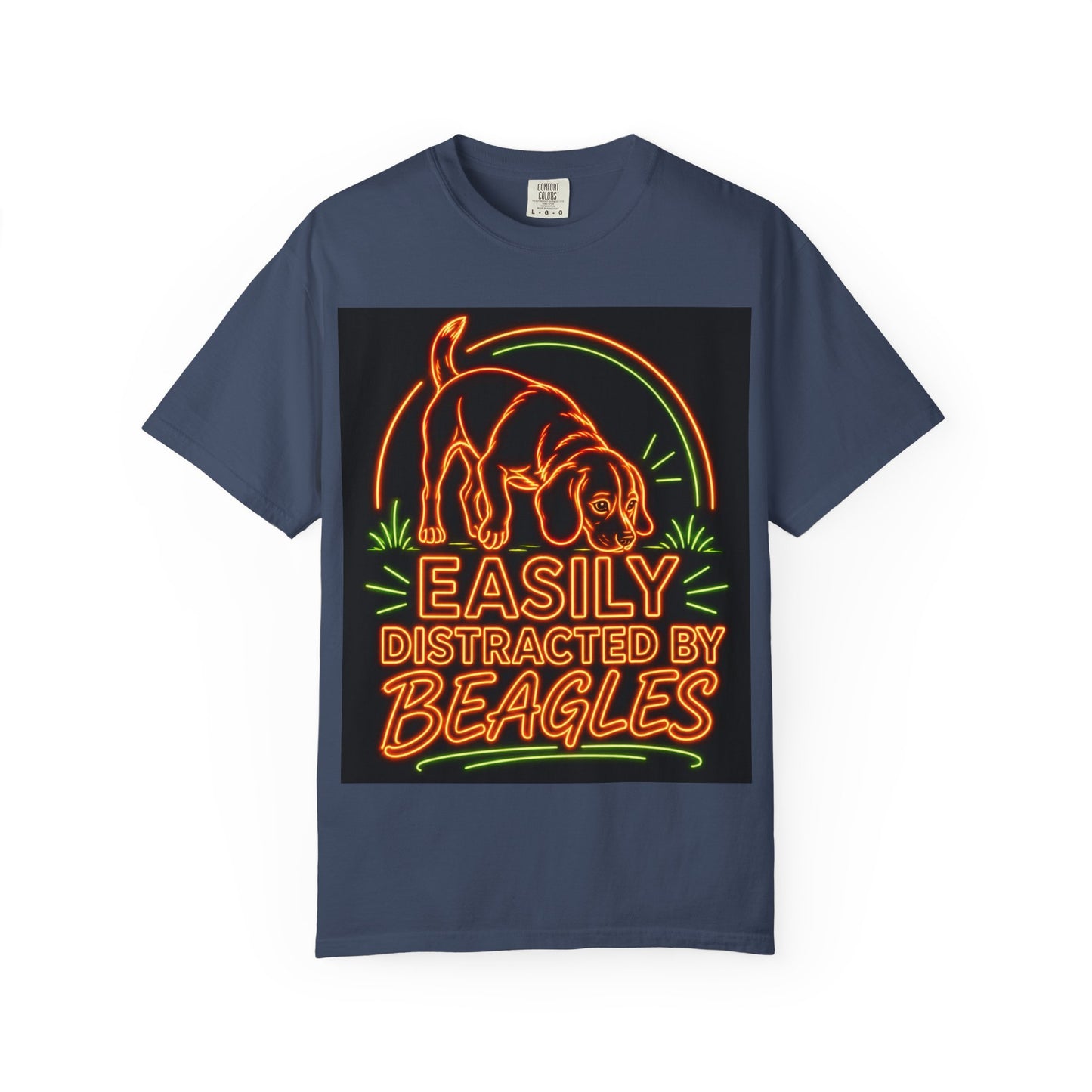 Beagle T-shirt - Neon Orange Easily Distracted