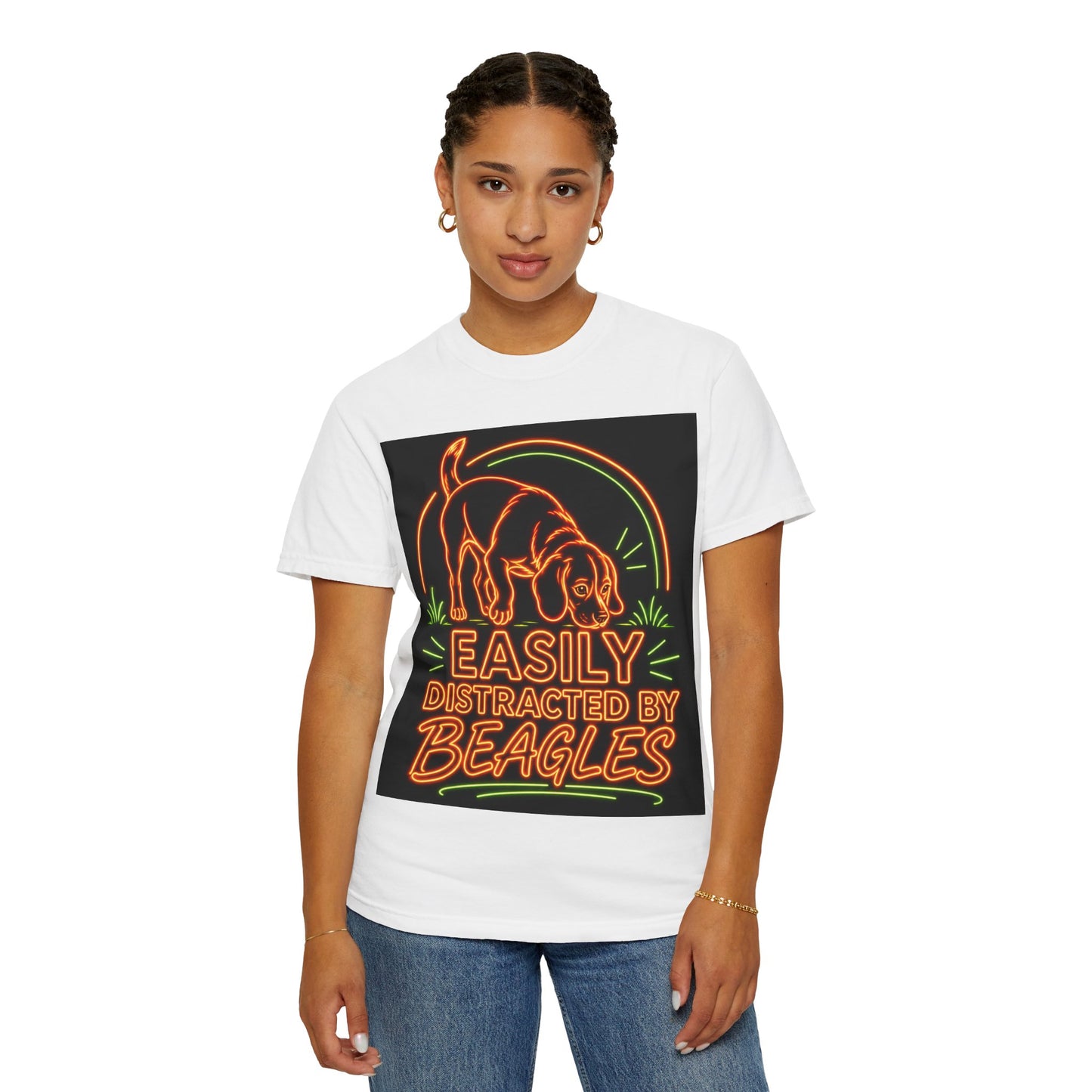 Beagle T-shirt - Neon Orange Easily Distracted
