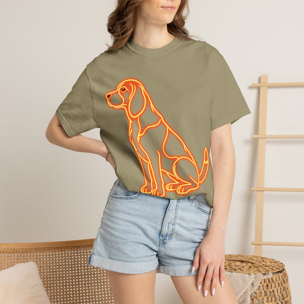 Beagle T-shirt - Neon Orange Waiting Hound