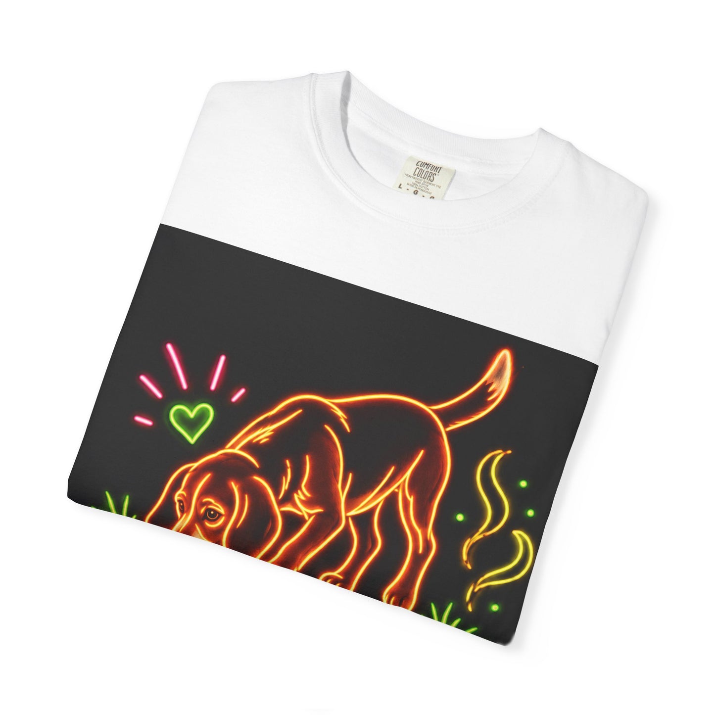 Beagle T-shirt - Neon Orange Sniff Happens