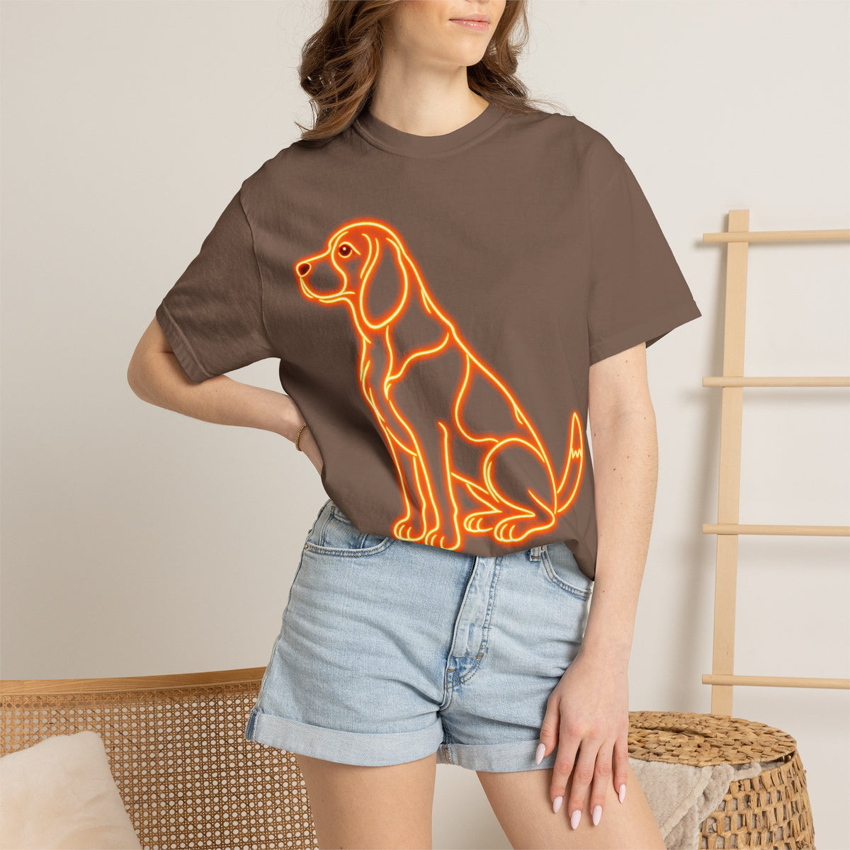Beagle T-shirt - Neon Orange Waiting Hound
