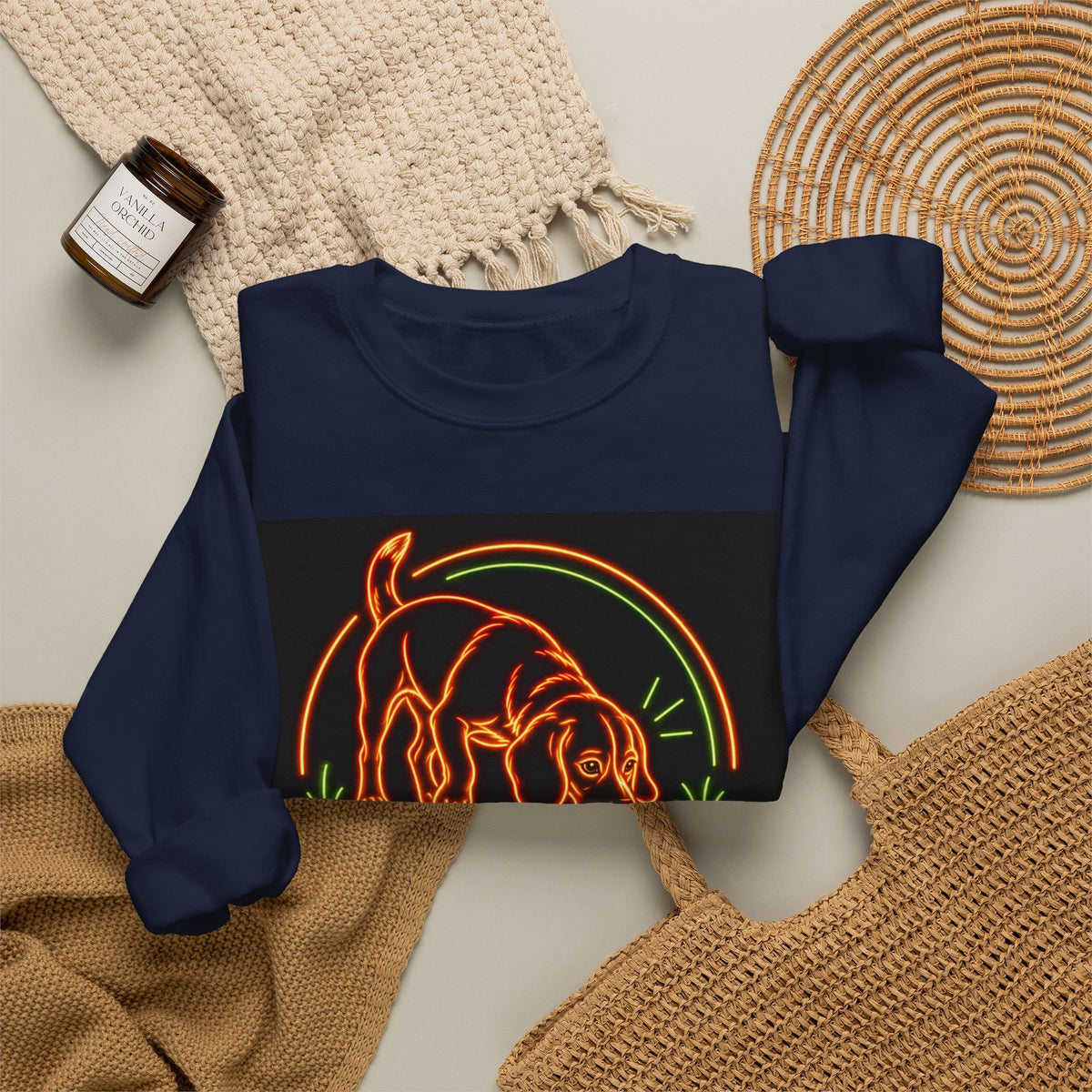 Beagle Sweatshirt — Neon Orange Easily Distracted
