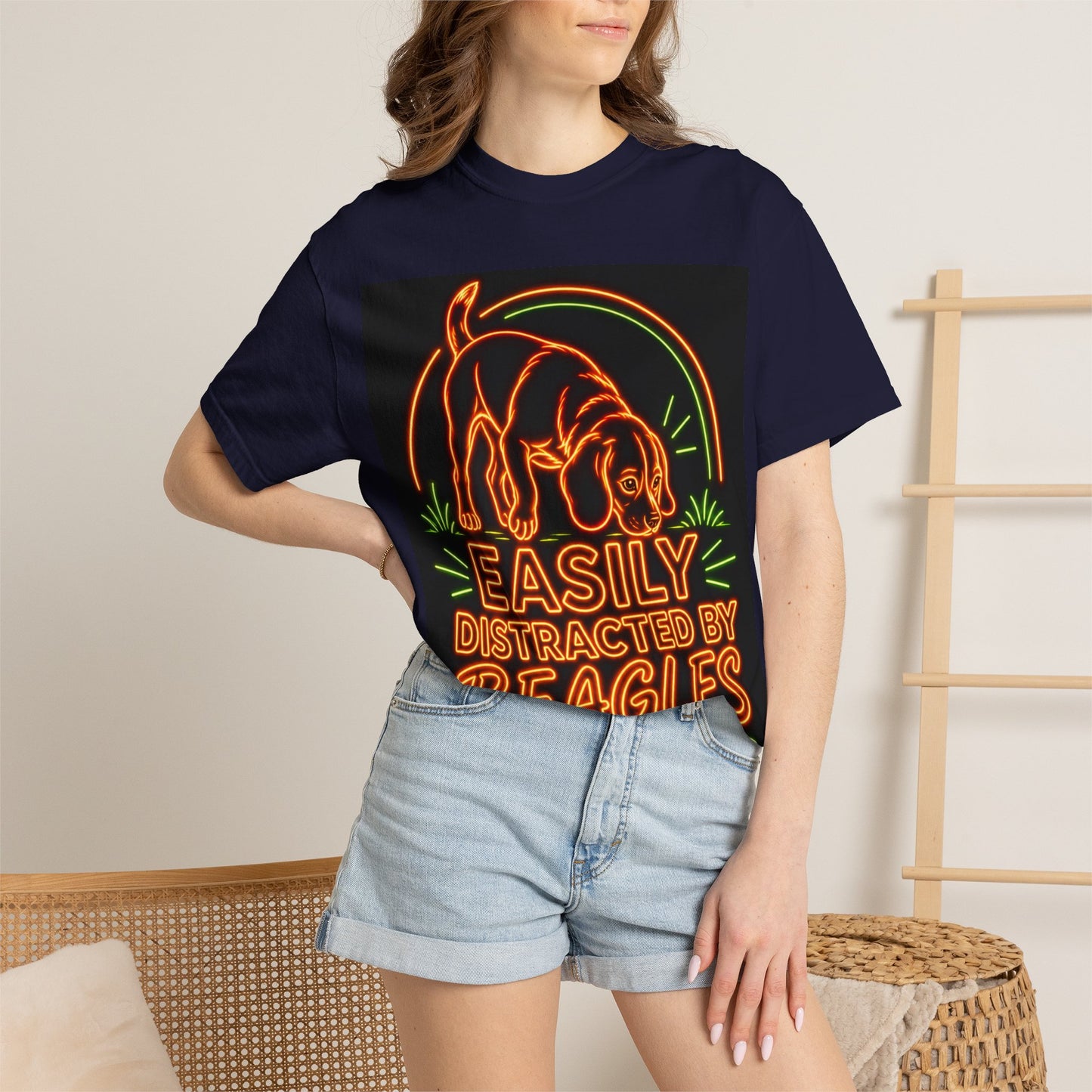 Beagle T-shirt - Neon Orange Easily Distracted