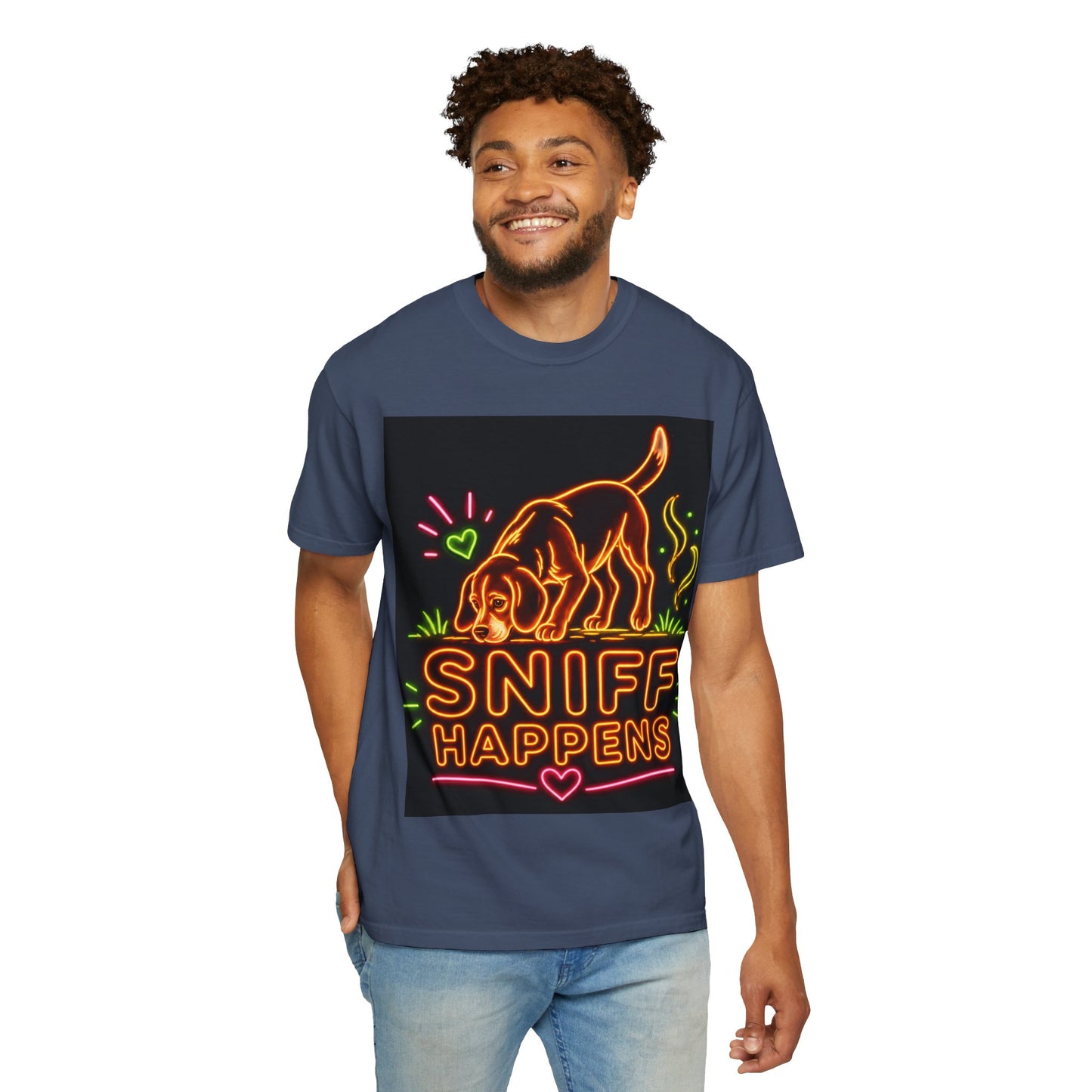 Beagle T-shirt - Neon Orange Sniff Happens