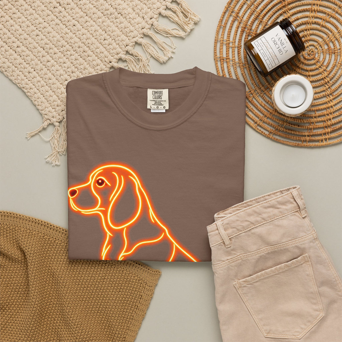 Beagle T-shirt - Neon Orange Waiting Hound