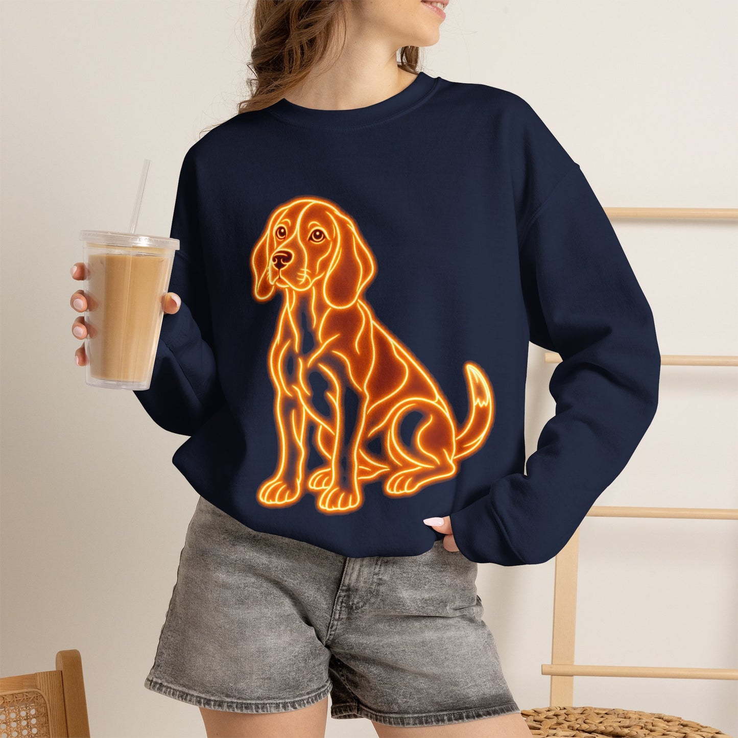 Beagle Sweatshirt — Neon Orange Loyal Hound