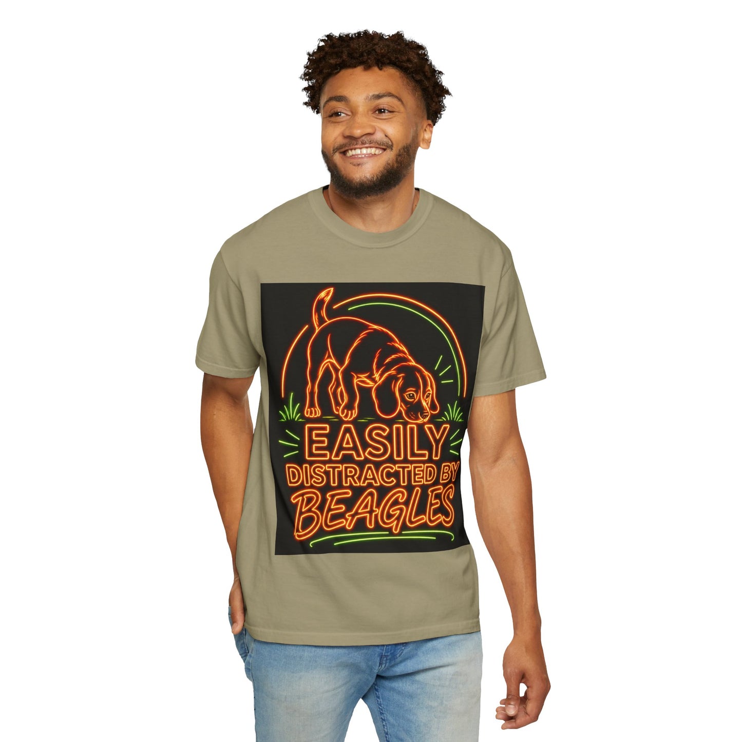 Beagle T-shirt - Neon Orange Easily Distracted