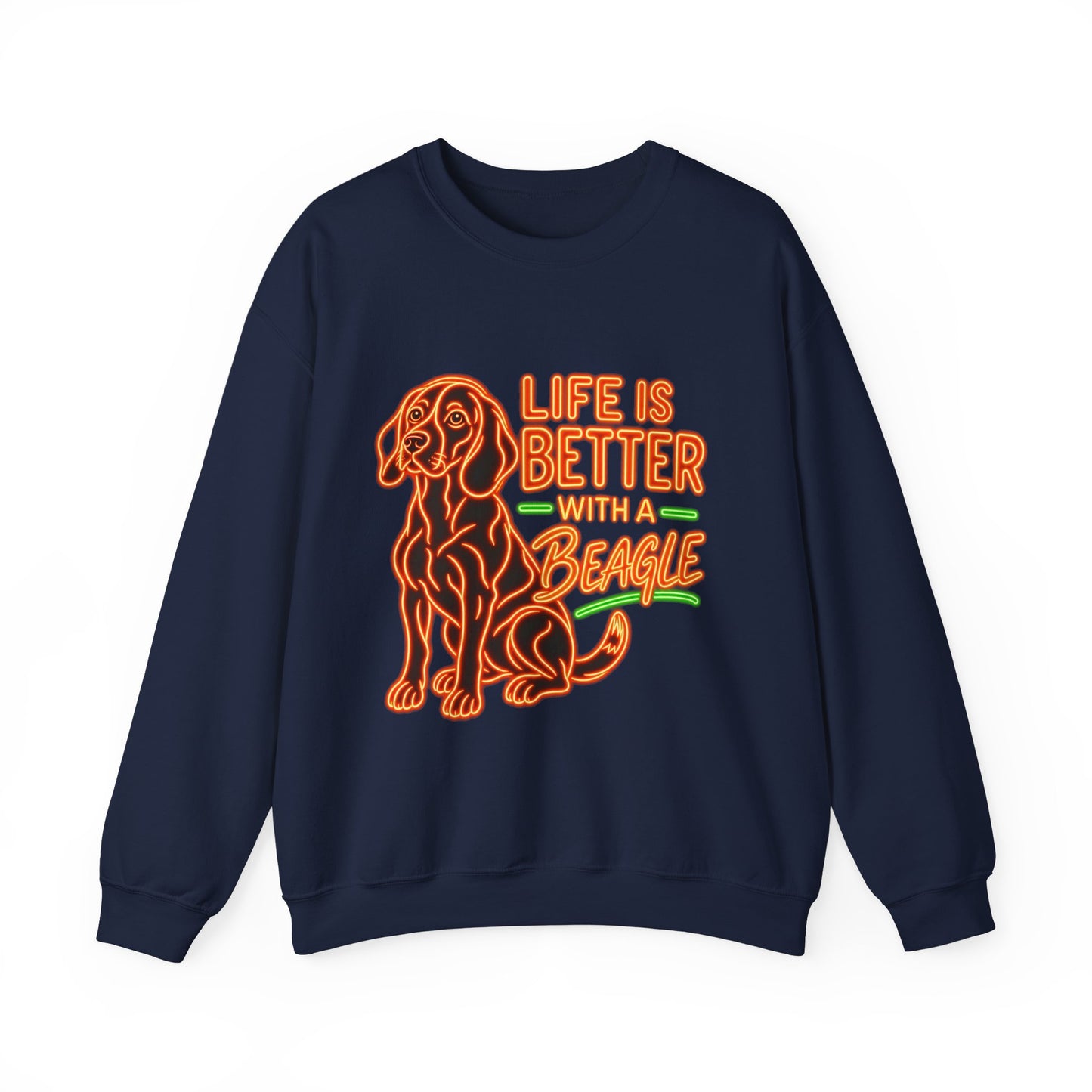 Beagle Sweatshirt — Neon Orange Life Is Better
