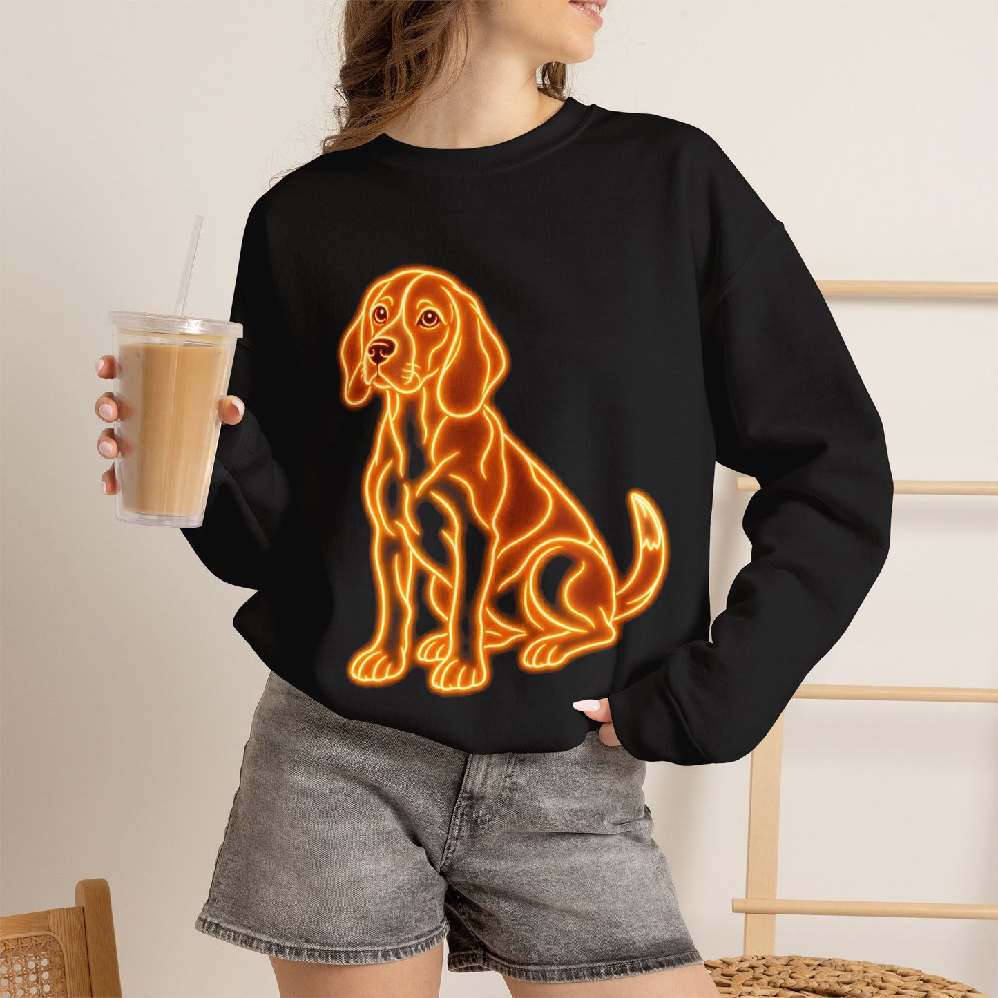 Beagle Sweatshirt — Neon Orange Loyal Hound