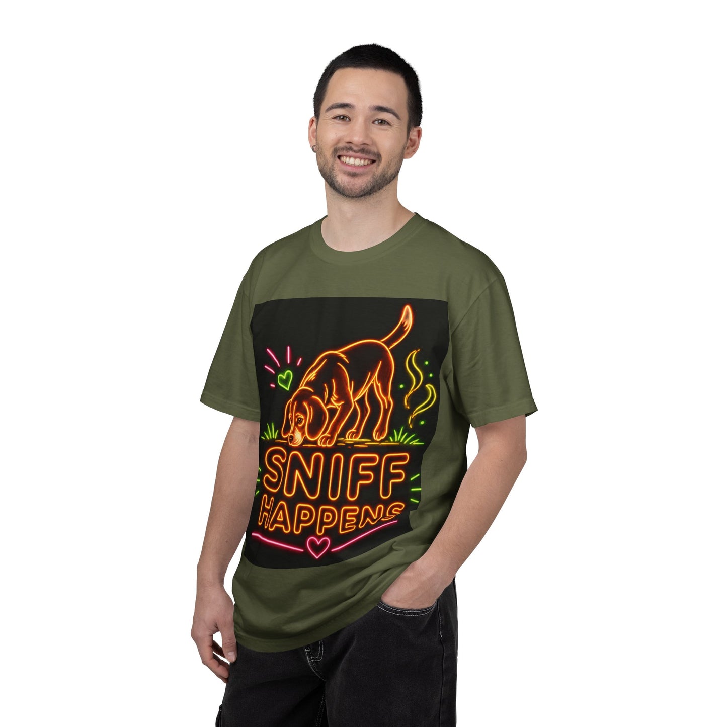 Beagle T-shirt - Neon Orange Sniff Happens