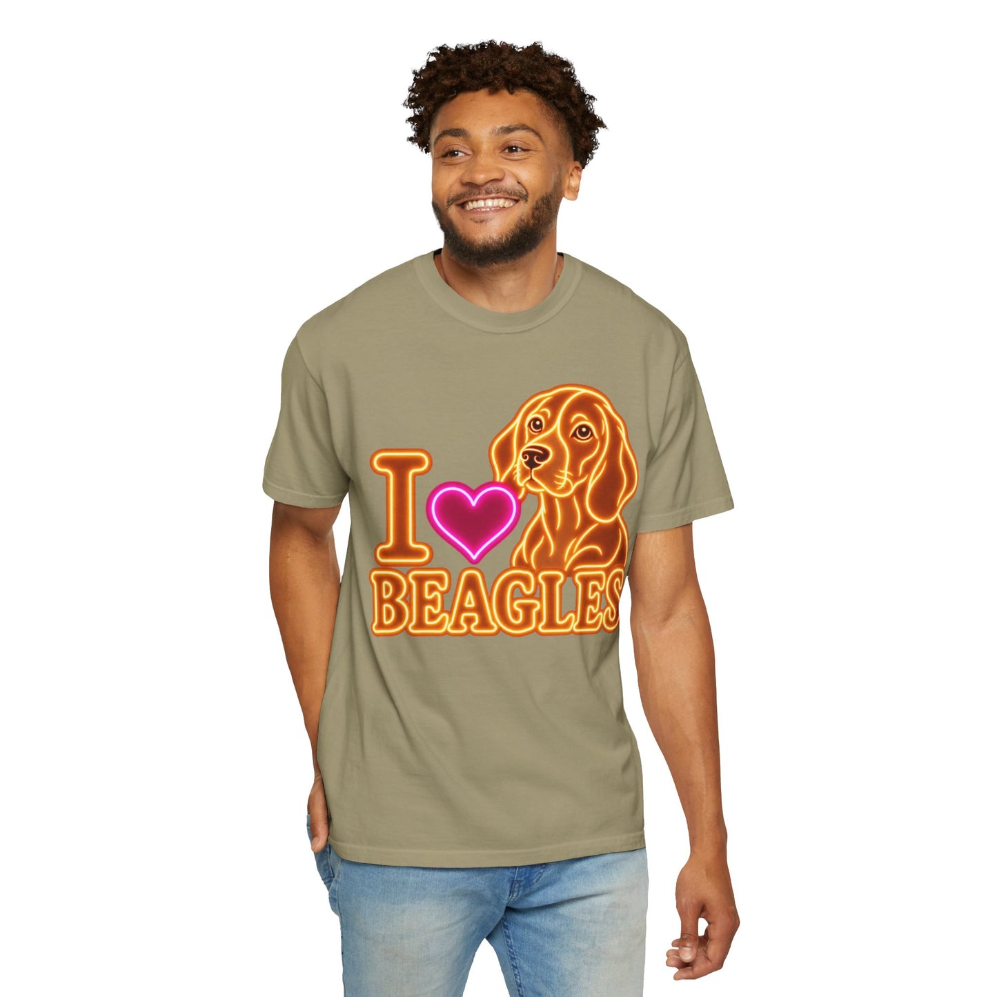Beagle T-shirt - Neon I Heart Beagles 1
