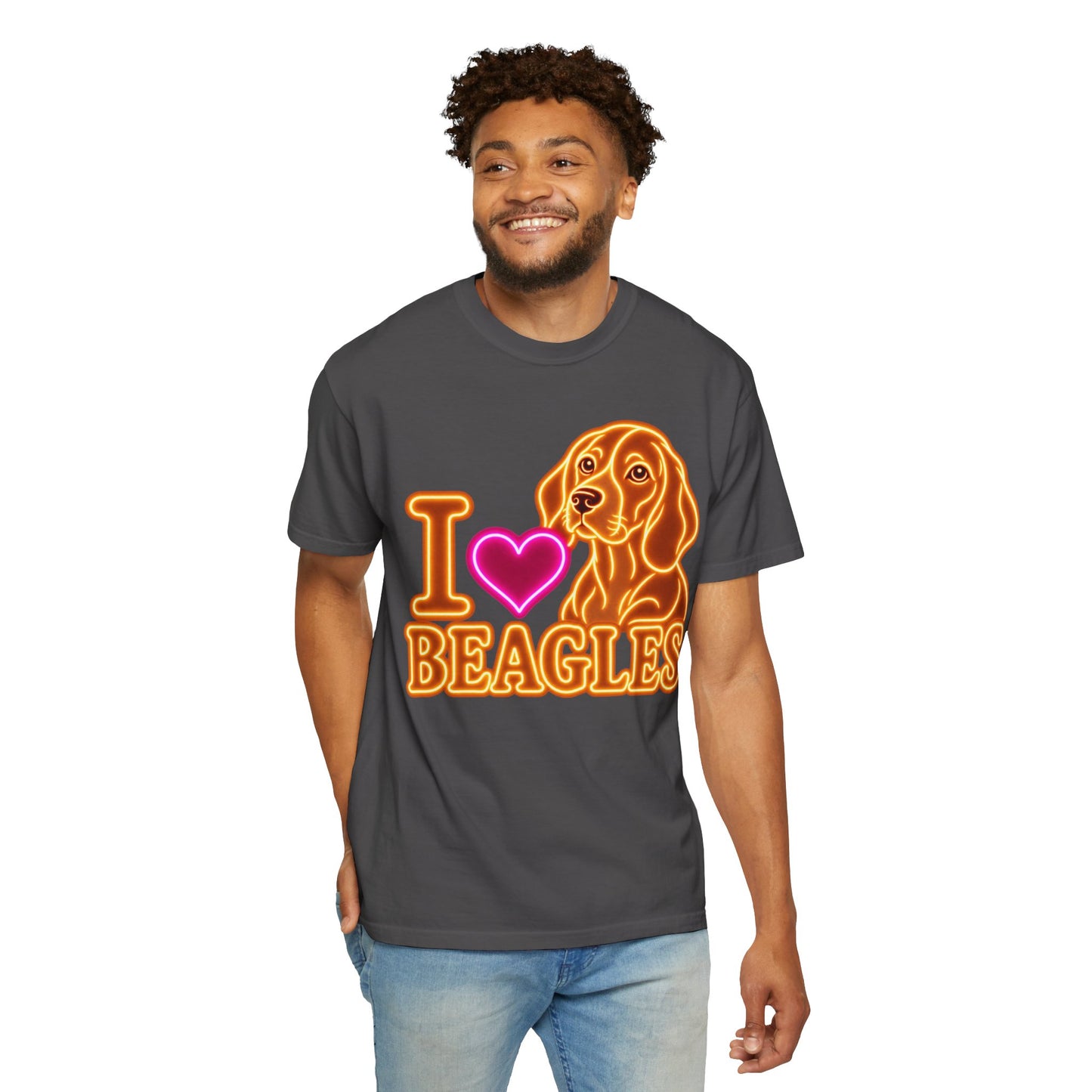 Beagle T-shirt - Neon I Heart Beagles 1