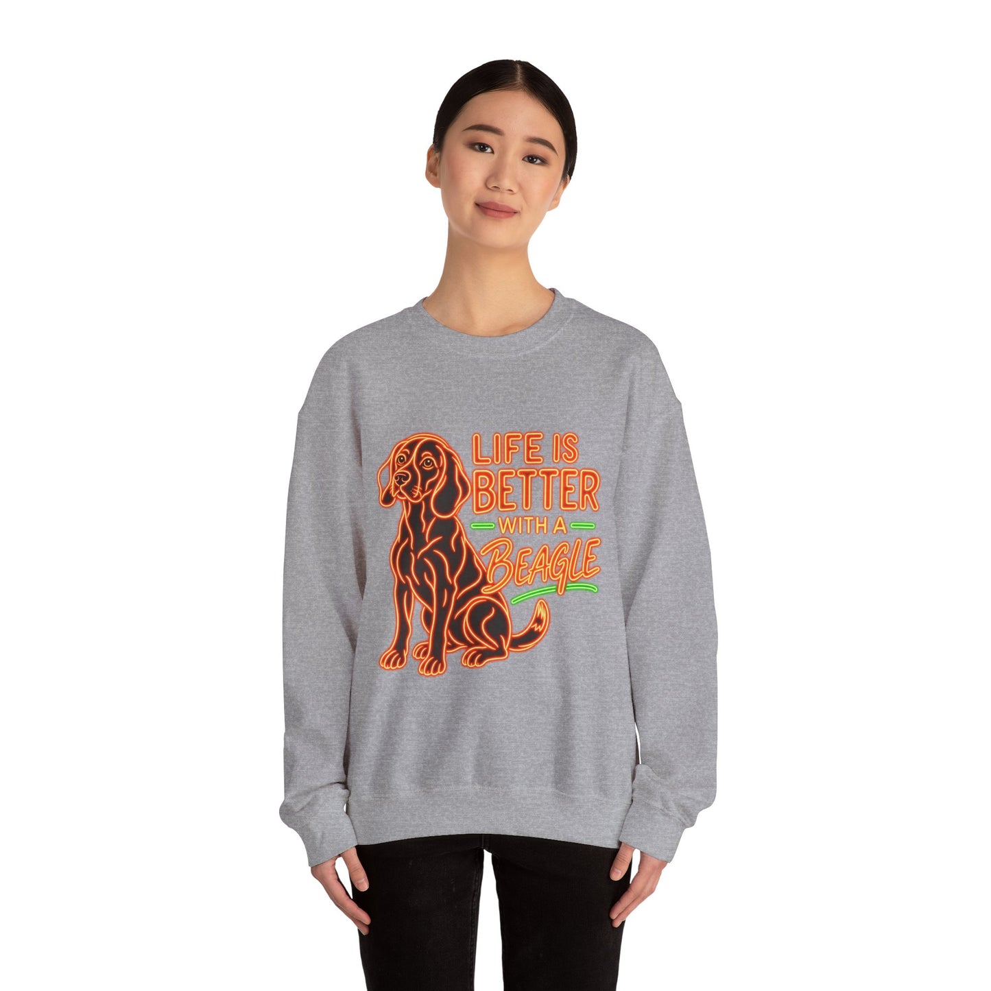 Beagle Sweatshirt — Neon Orange Life Is Better