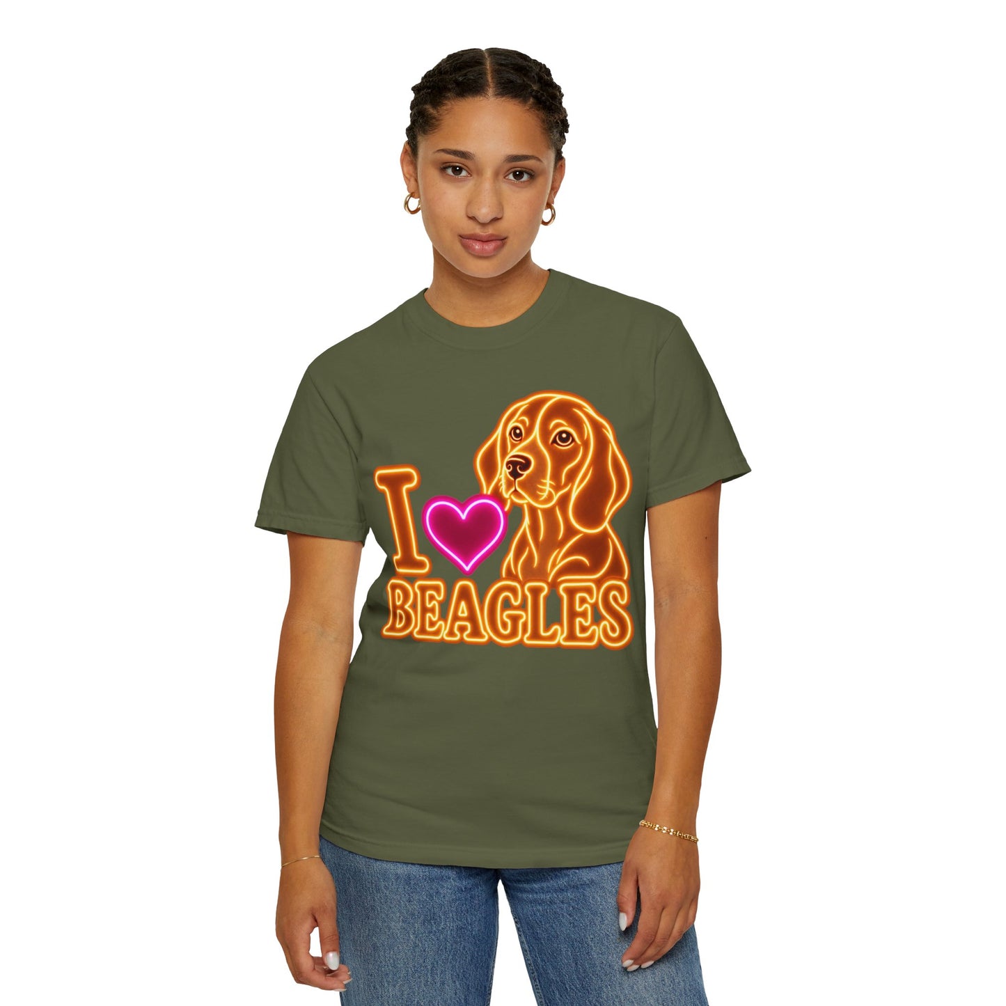 Beagle T-shirt - Neon I Heart Beagles 1