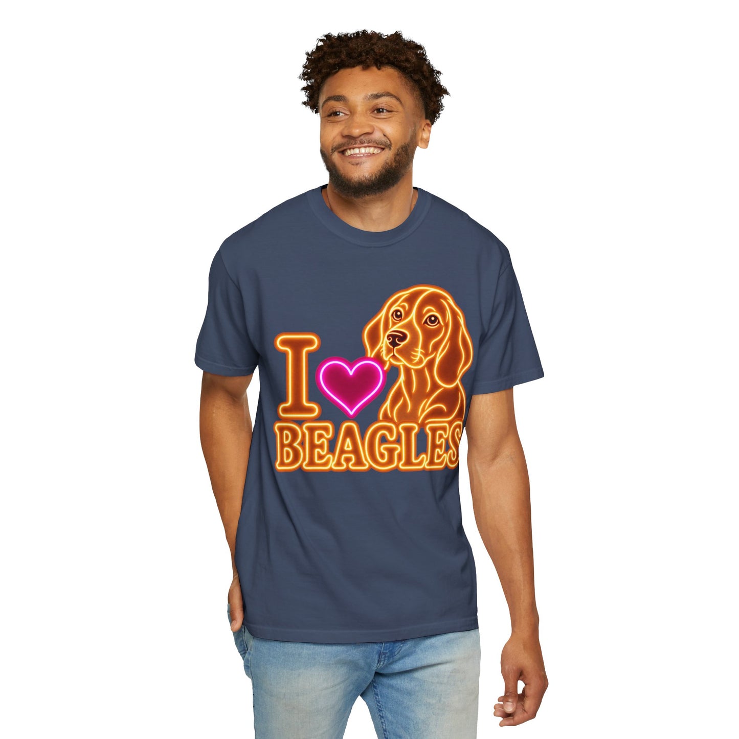Beagle T-shirt - Neon I Heart Beagles 1