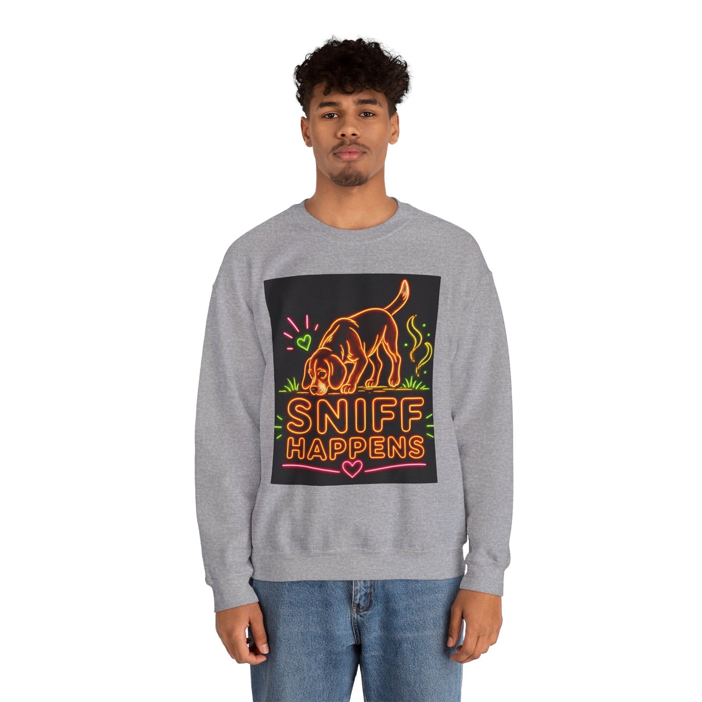 Beagle Sweatshirt — Neon Orange Sniff Happens