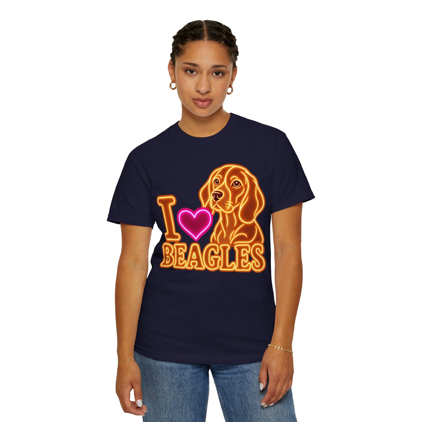 Beagle T-shirt - Neon I Heart Beagles 1
