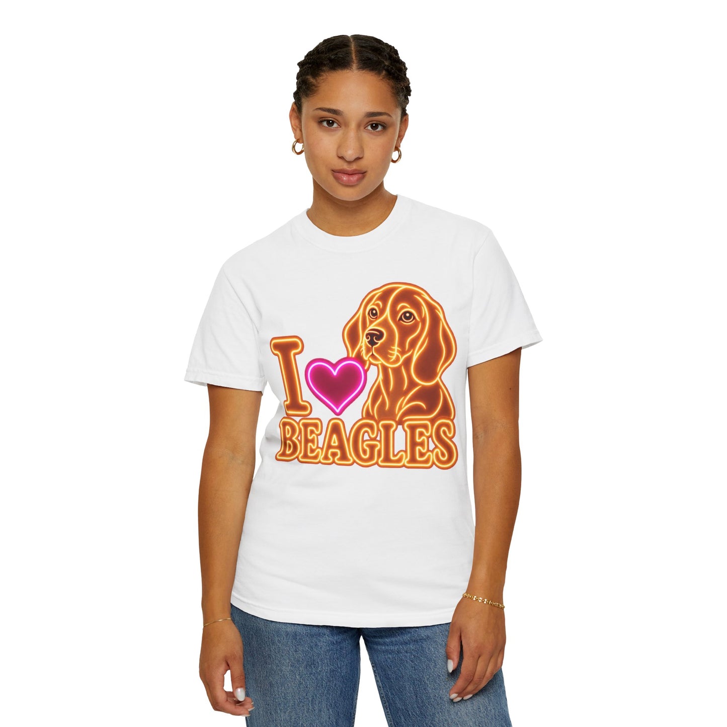 Beagle T-shirt - Neon I Heart Beagles 1