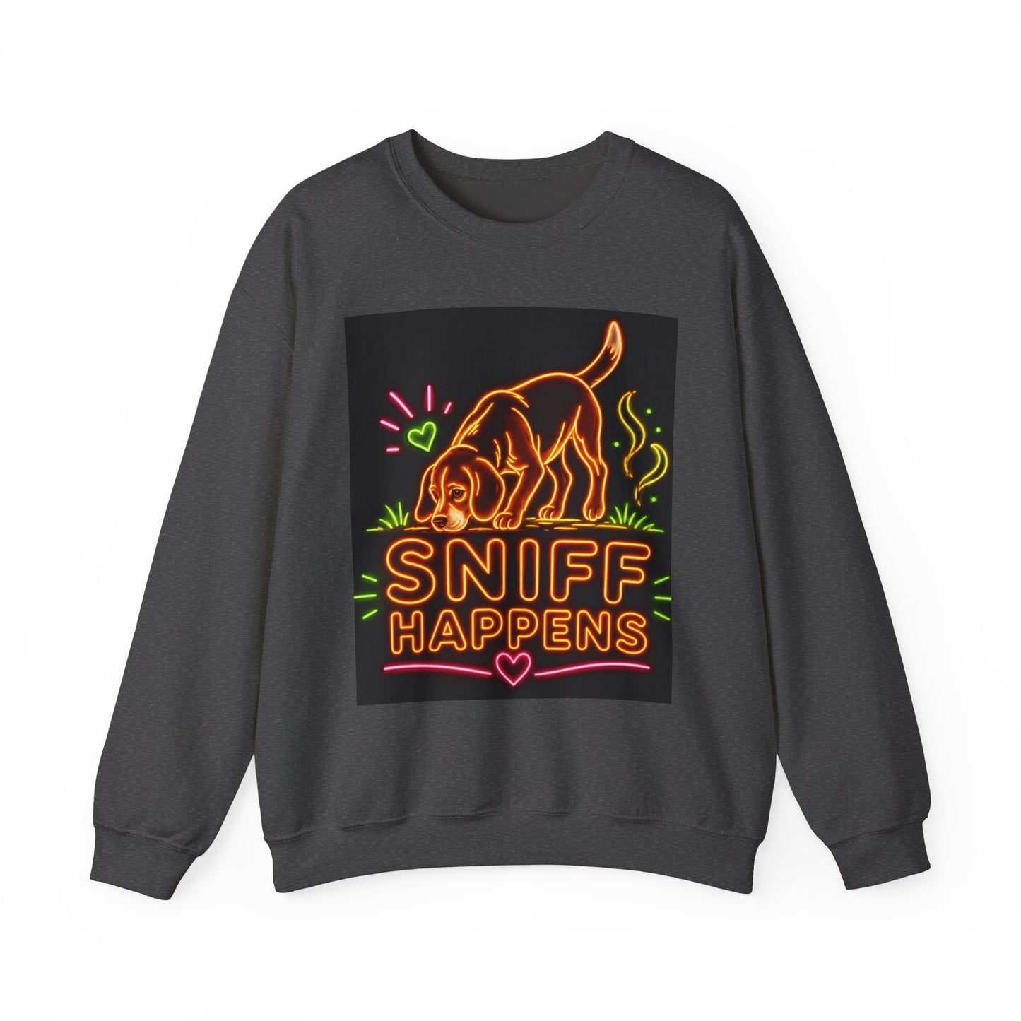 Beagle Sweatshirt — Neon Orange Sniff Happens