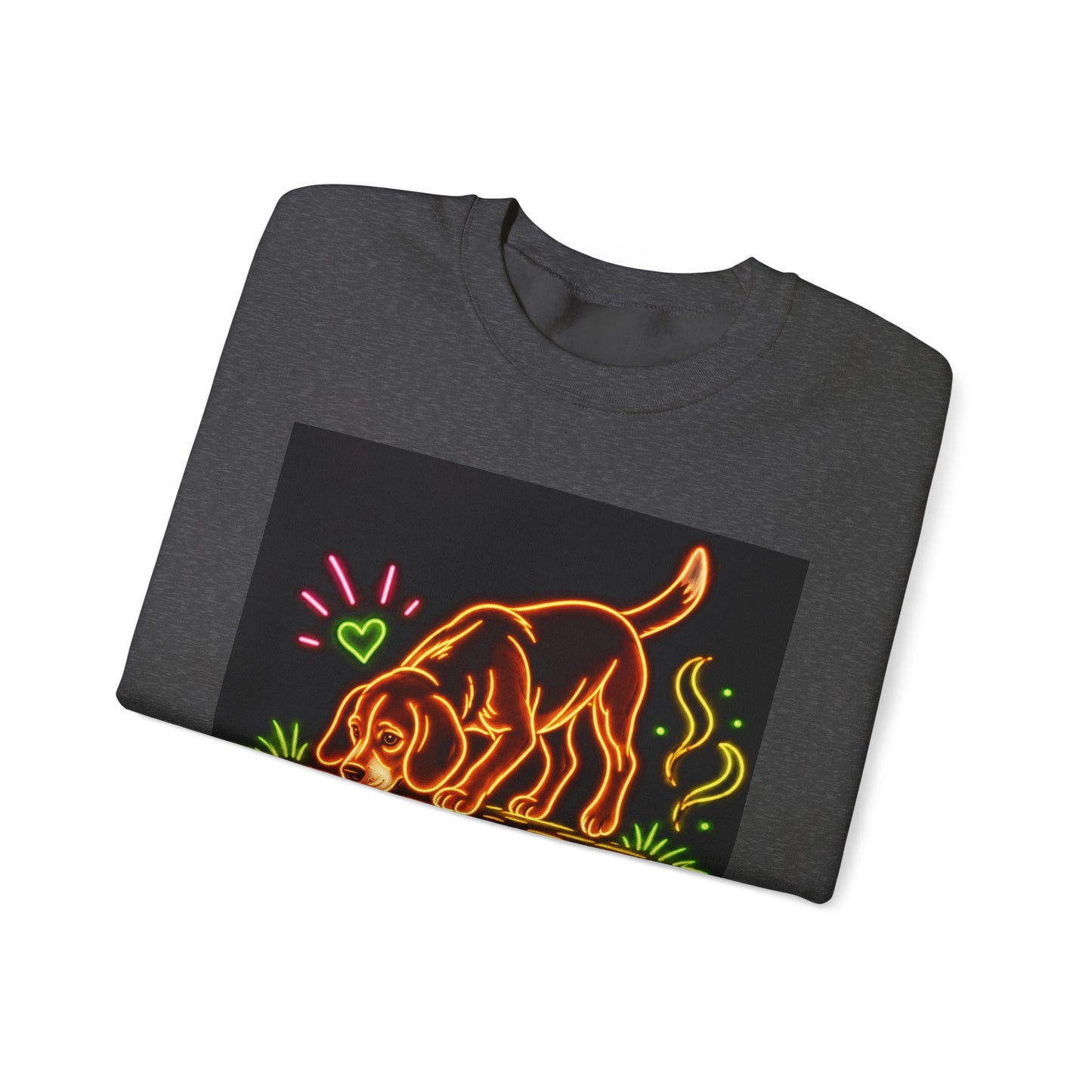 Beagle Sweatshirt — Neon Orange Sniff Happens