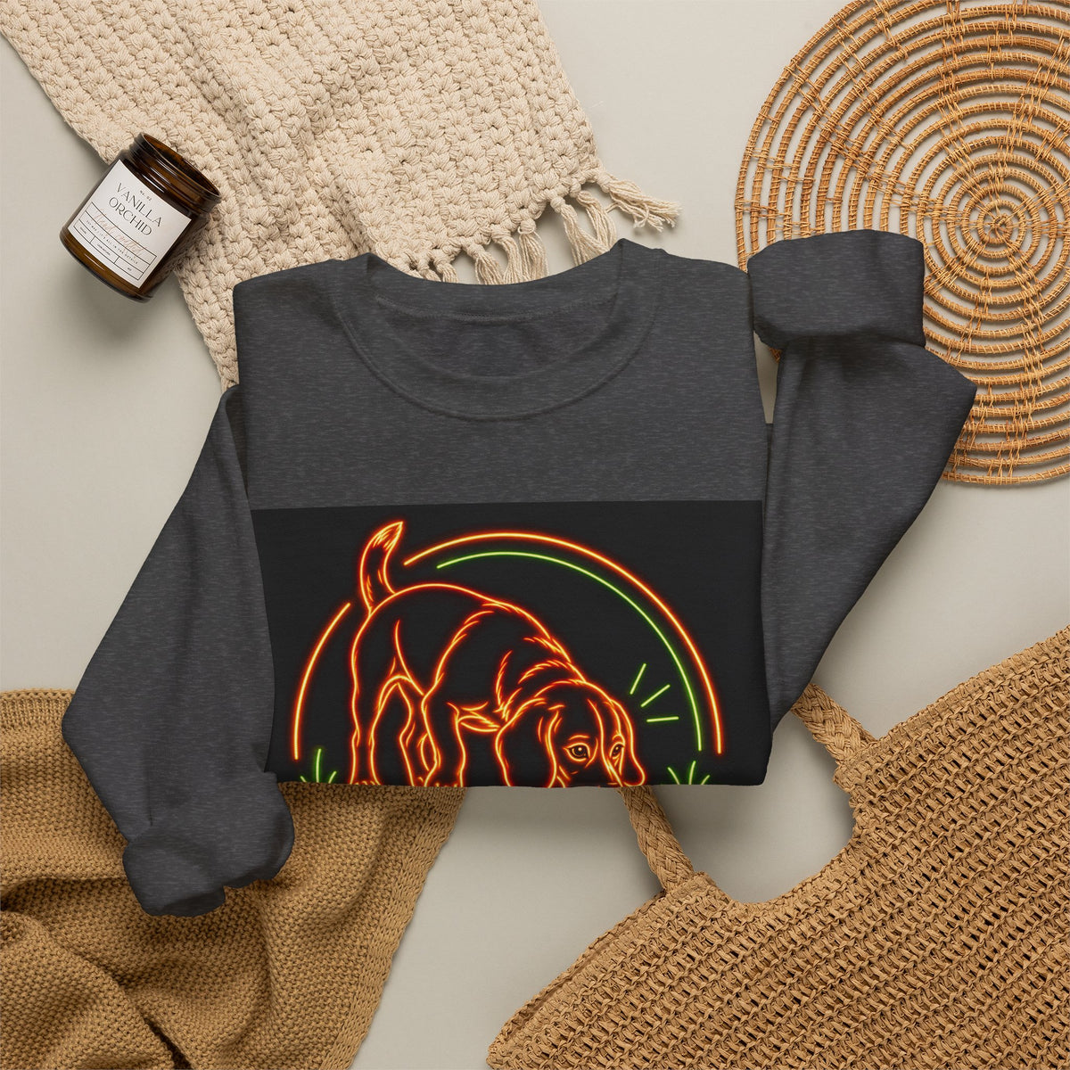 Beagle Sweatshirt — Neon Orange Easily Distracted