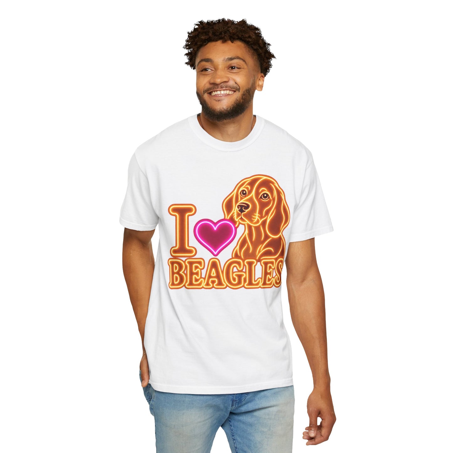 Beagle T-shirt - Neon I Heart Beagles 1