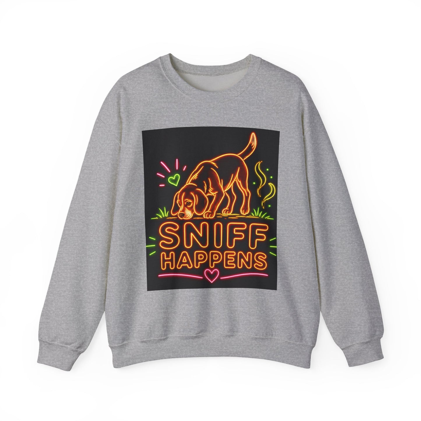 Beagle Sweatshirt — Neon Orange Sniff Happens