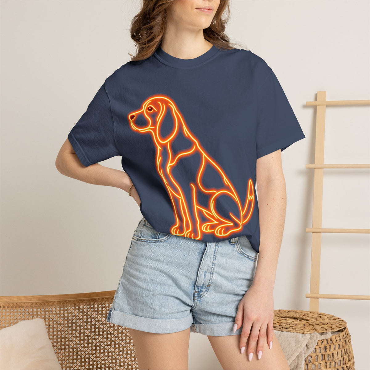 Beagle T-shirt - Neon Orange Waiting Hound
