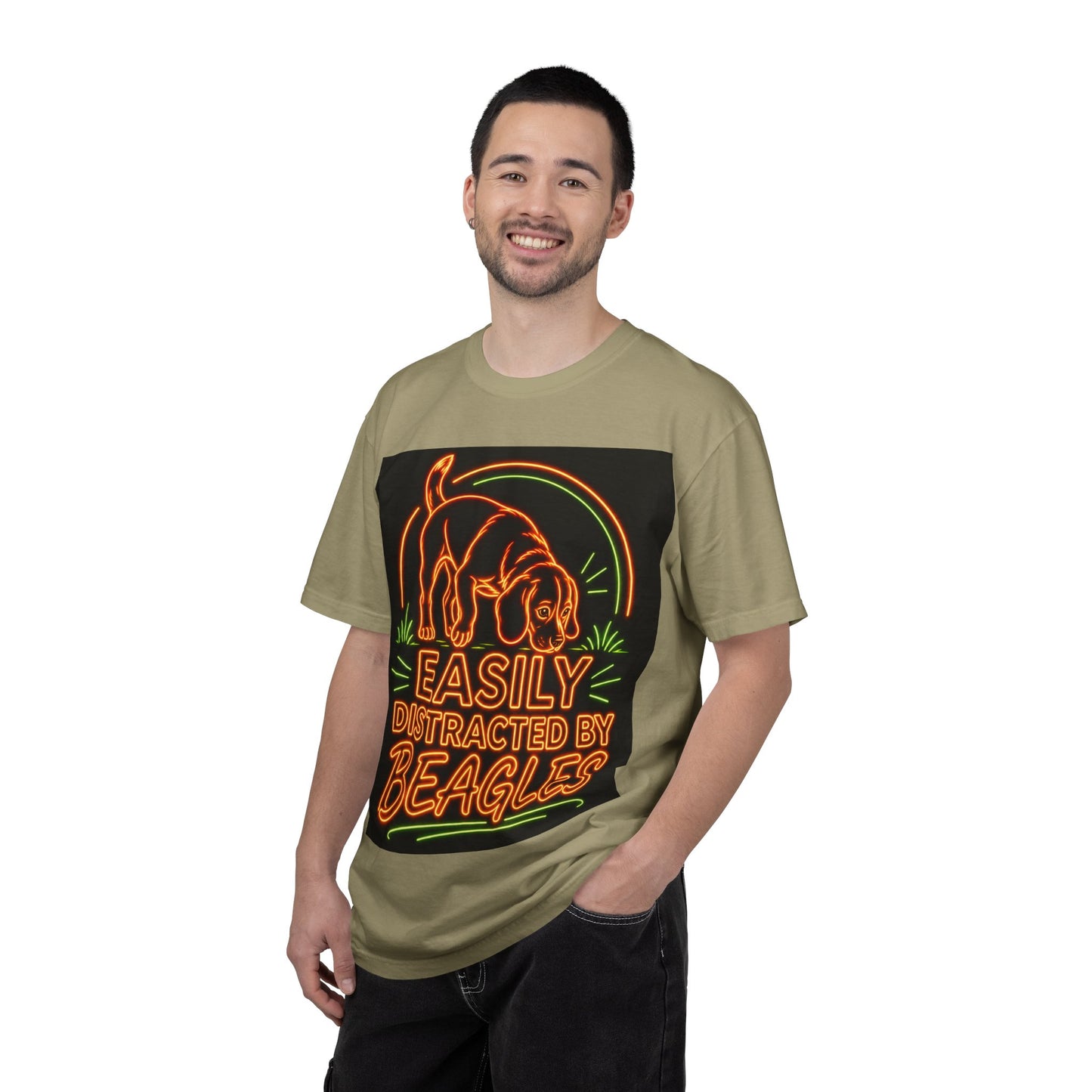 Beagle T-shirt - Neon Orange Easily Distracted
