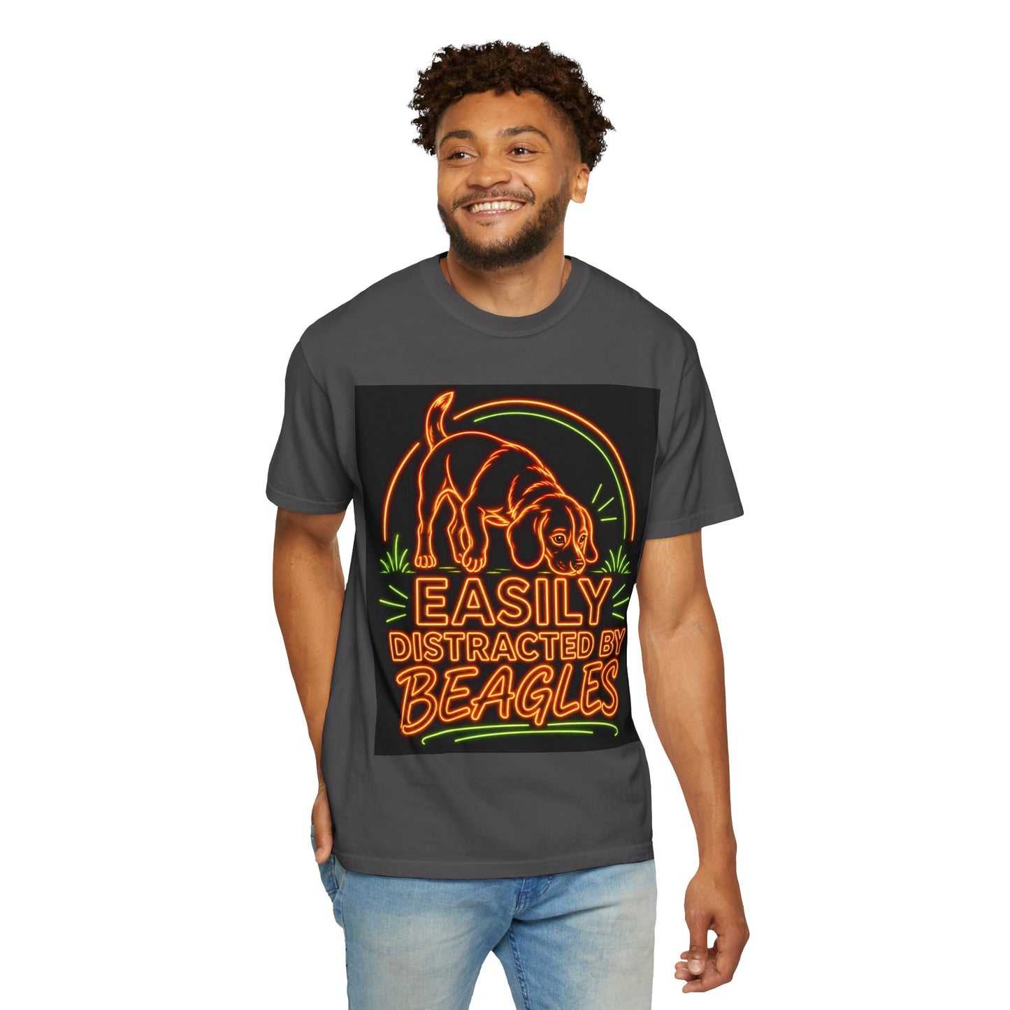 Beagle T-shirt - Neon Orange Easily Distracted