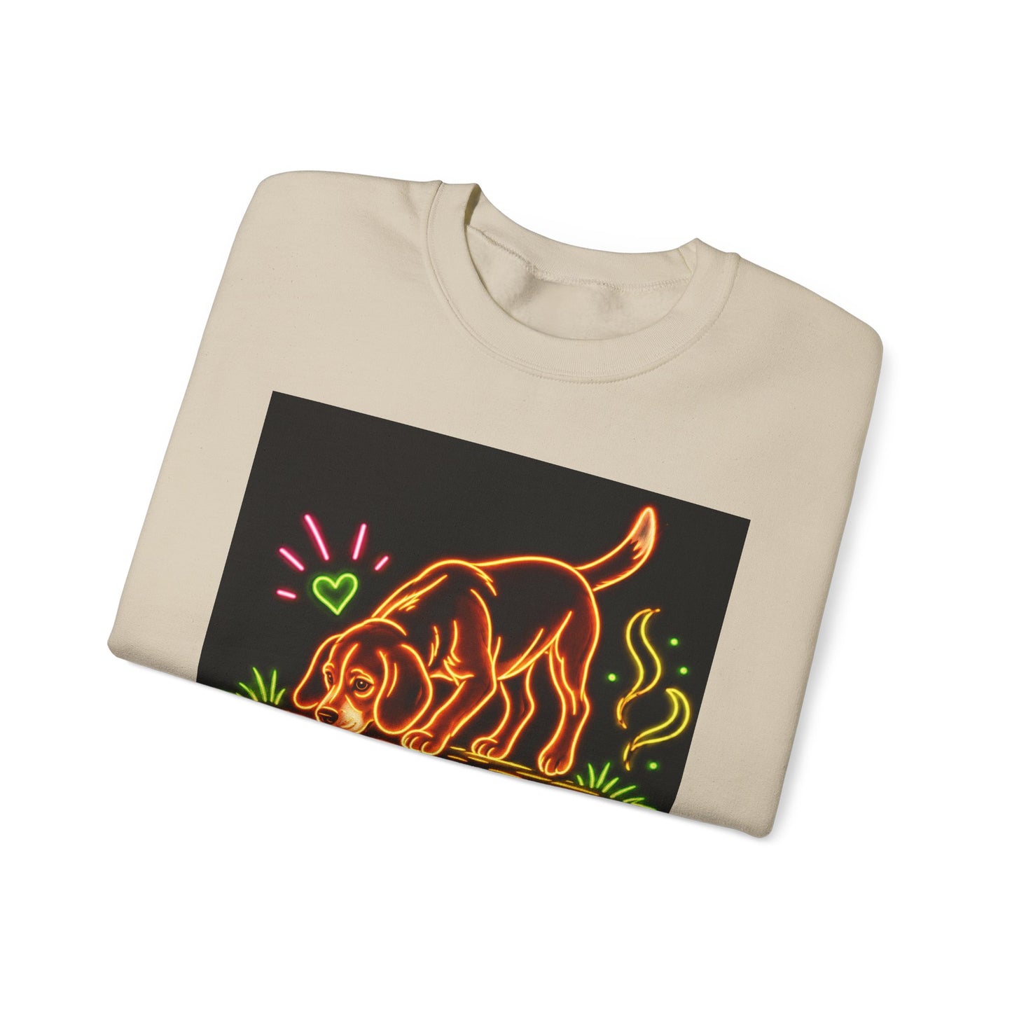 Beagle Sweatshirt — Neon Orange Sniff Happens