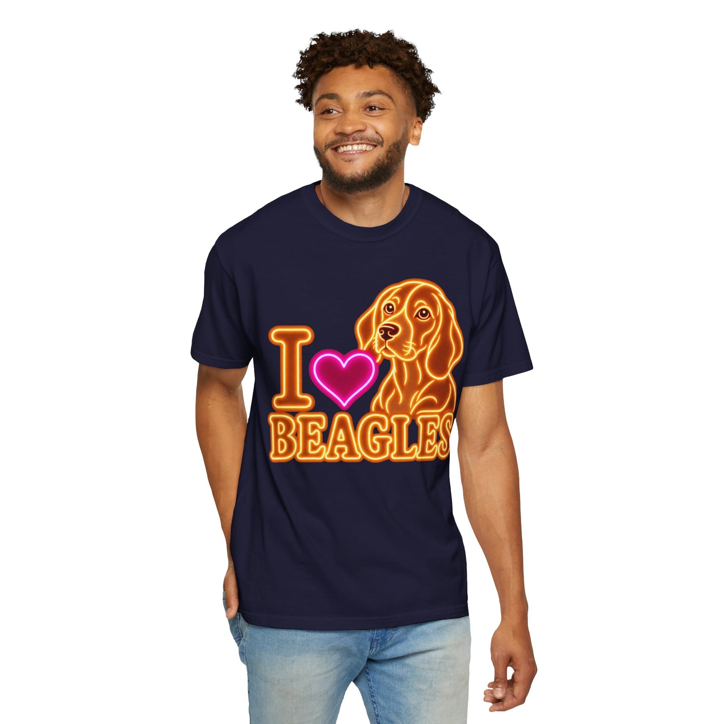 Beagle T-shirt - Neon I Heart Beagles 1