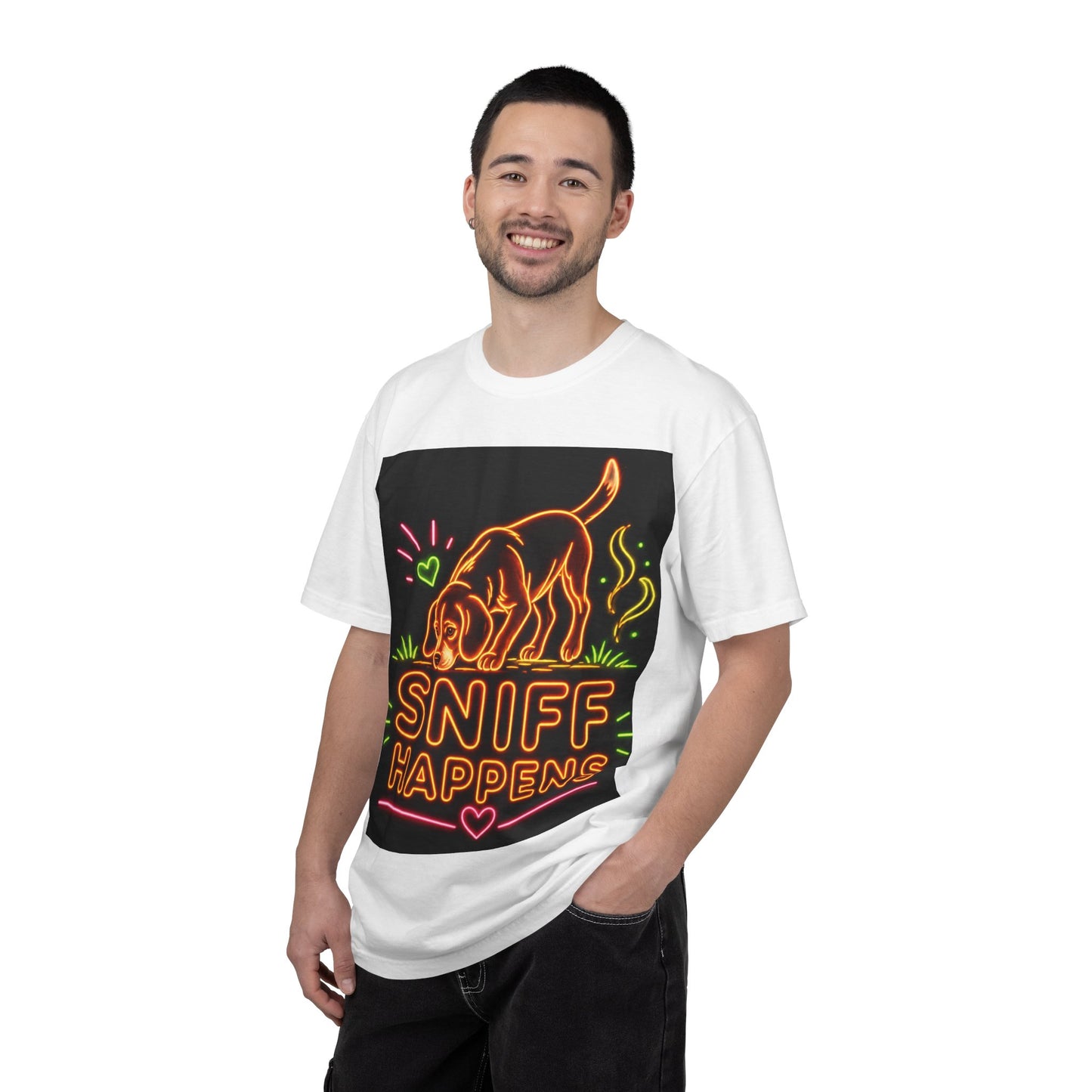 Beagle T-shirt - Neon Orange Sniff Happens