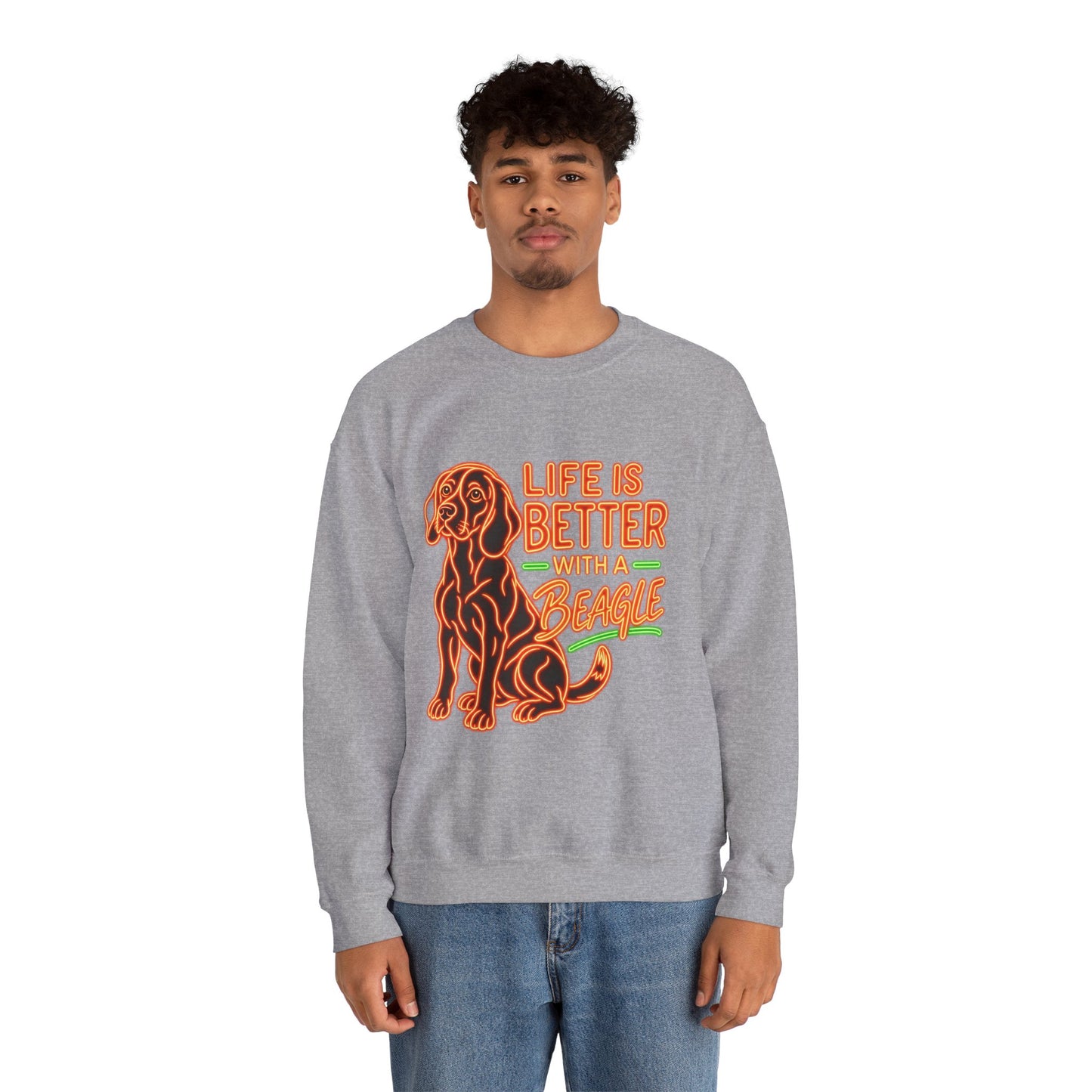 Beagle Sweatshirt — Neon Orange Life Is Better
