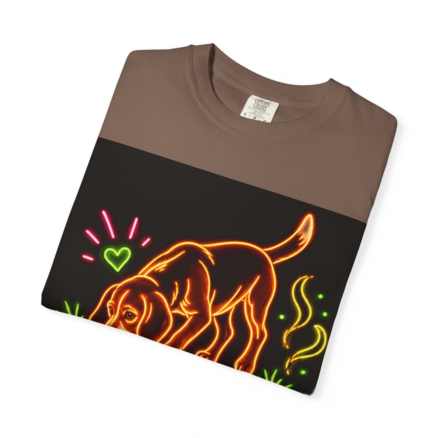 Beagle T-shirt - Neon Orange Sniff Happens