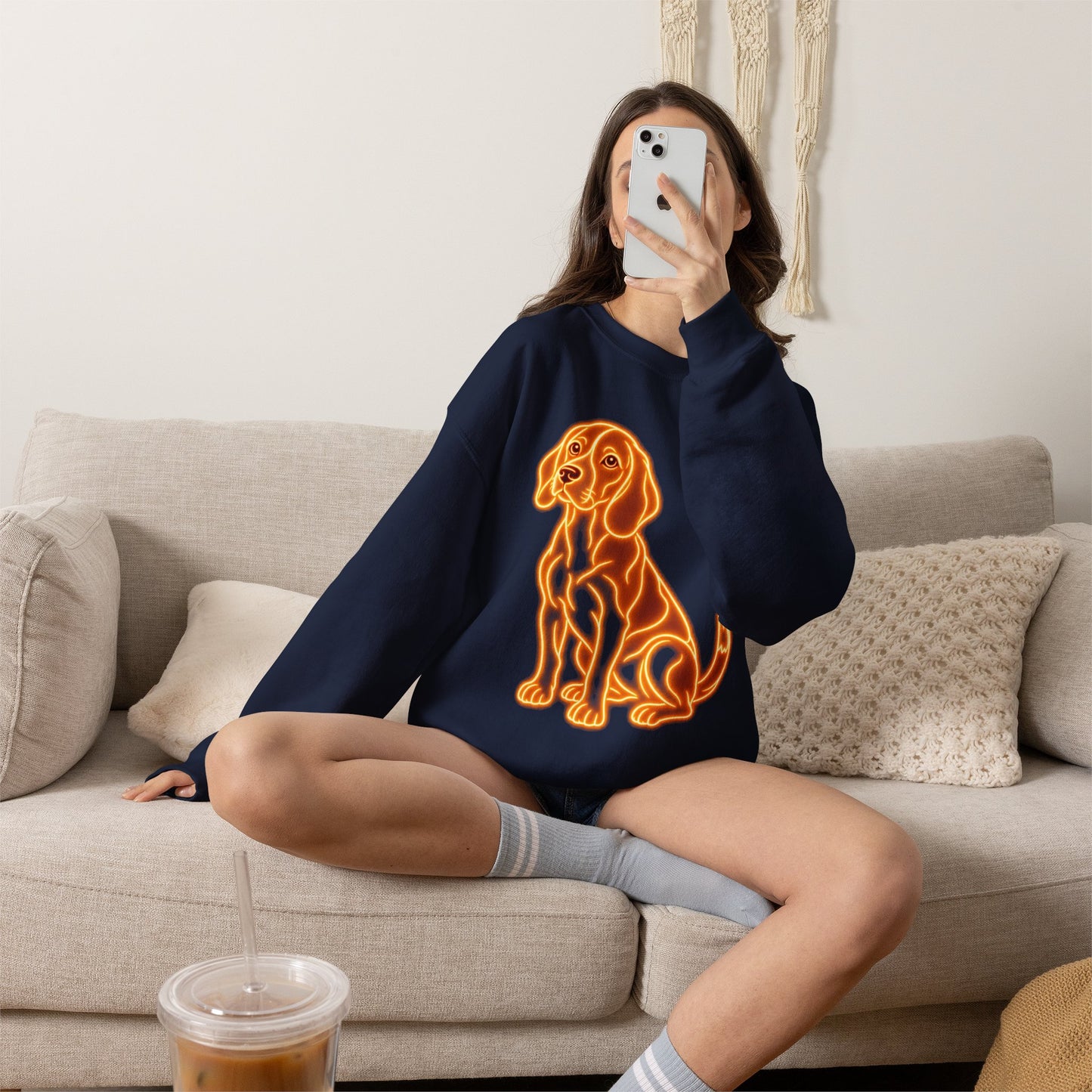 Beagle Sweatshirt — Neon Orange Loyal Hound