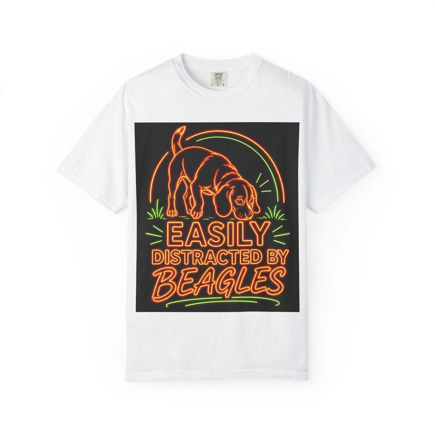 Beagle T-shirt - Neon Orange Easily Distracted