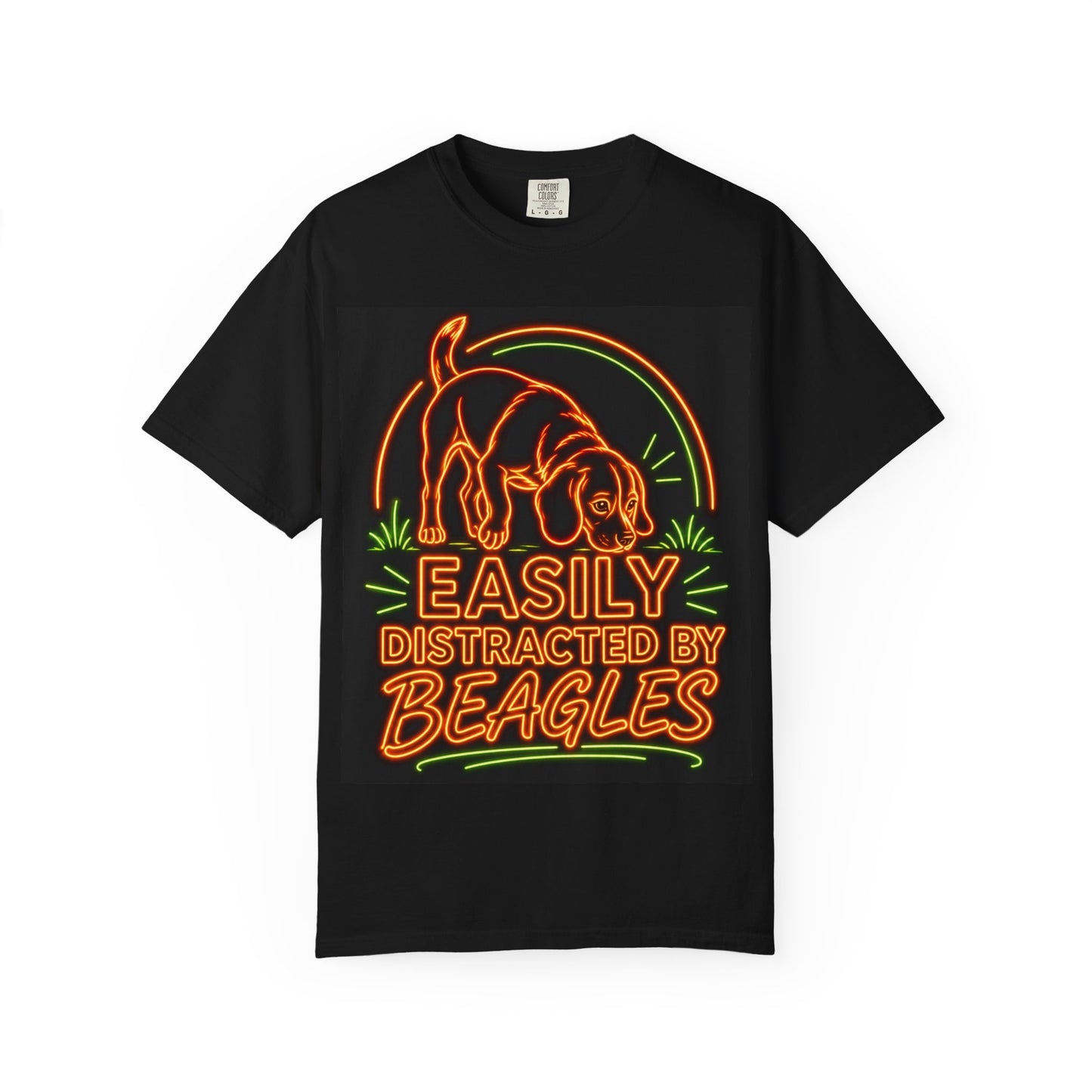 Beagle T-shirt - Neon Orange Easily Distracted