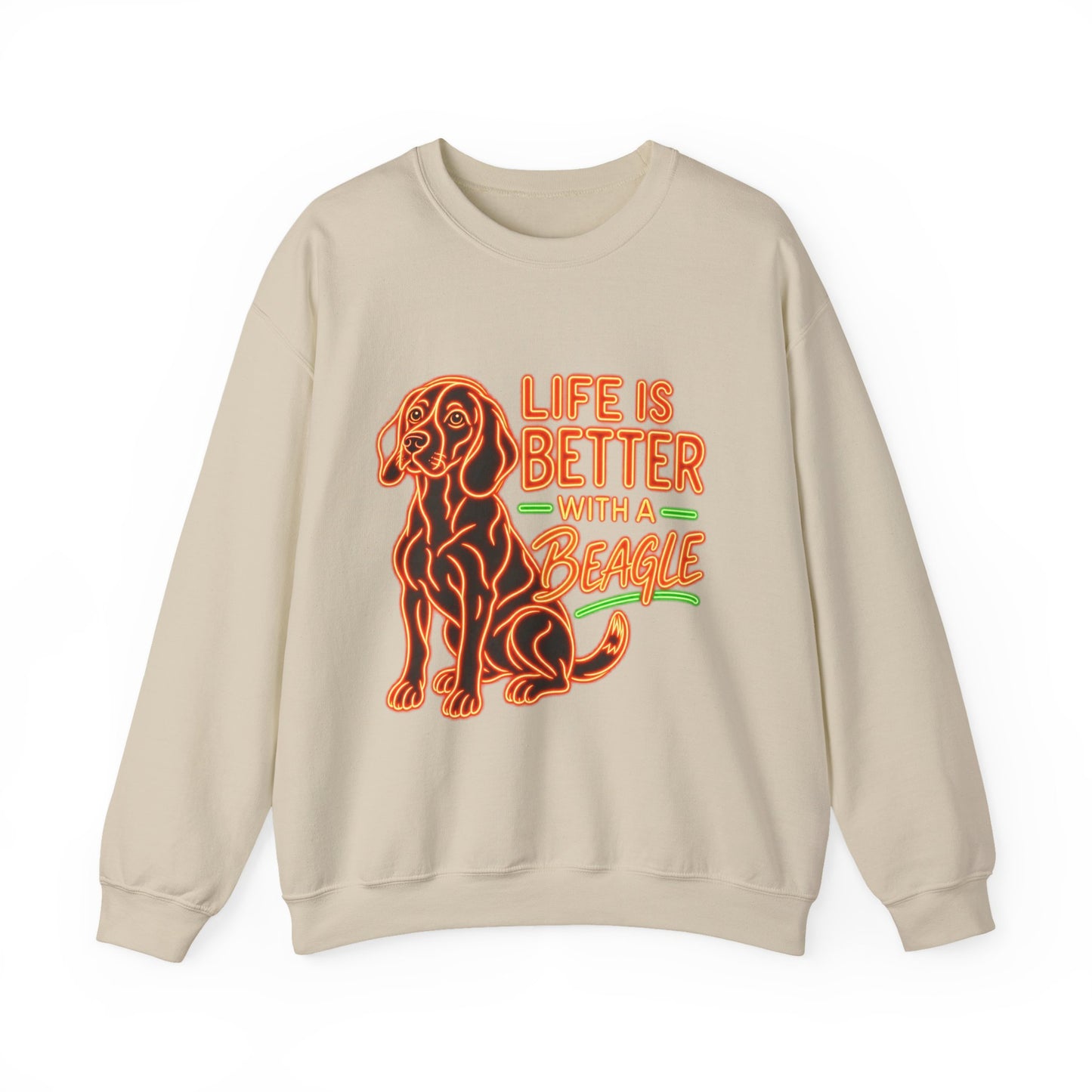 Beagle Sweatshirt — Neon Orange Life Is Better